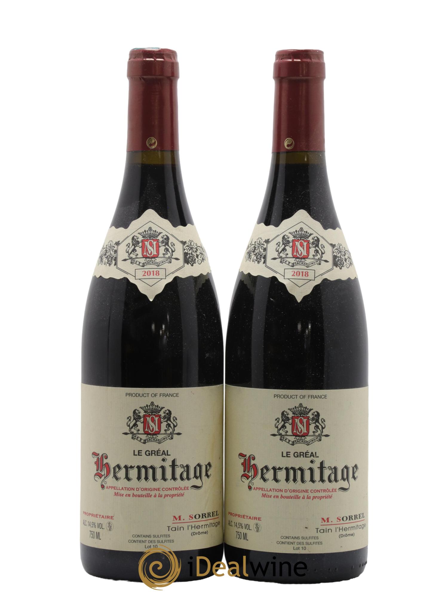 Hermitage Le Gréal Marc Sorrel 2018 - Lot of 2 bottles - 0