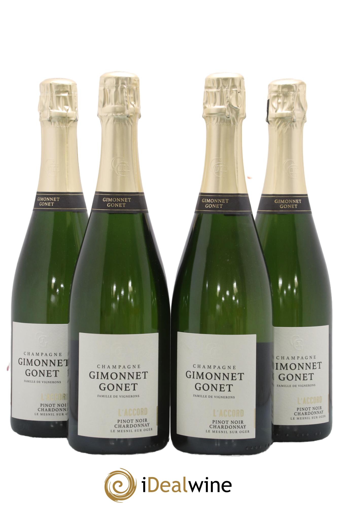 Champagne L'accord Pinot Noir Chardonnay Gimonnet Gonet - Lot de 4 bouteilles - 0