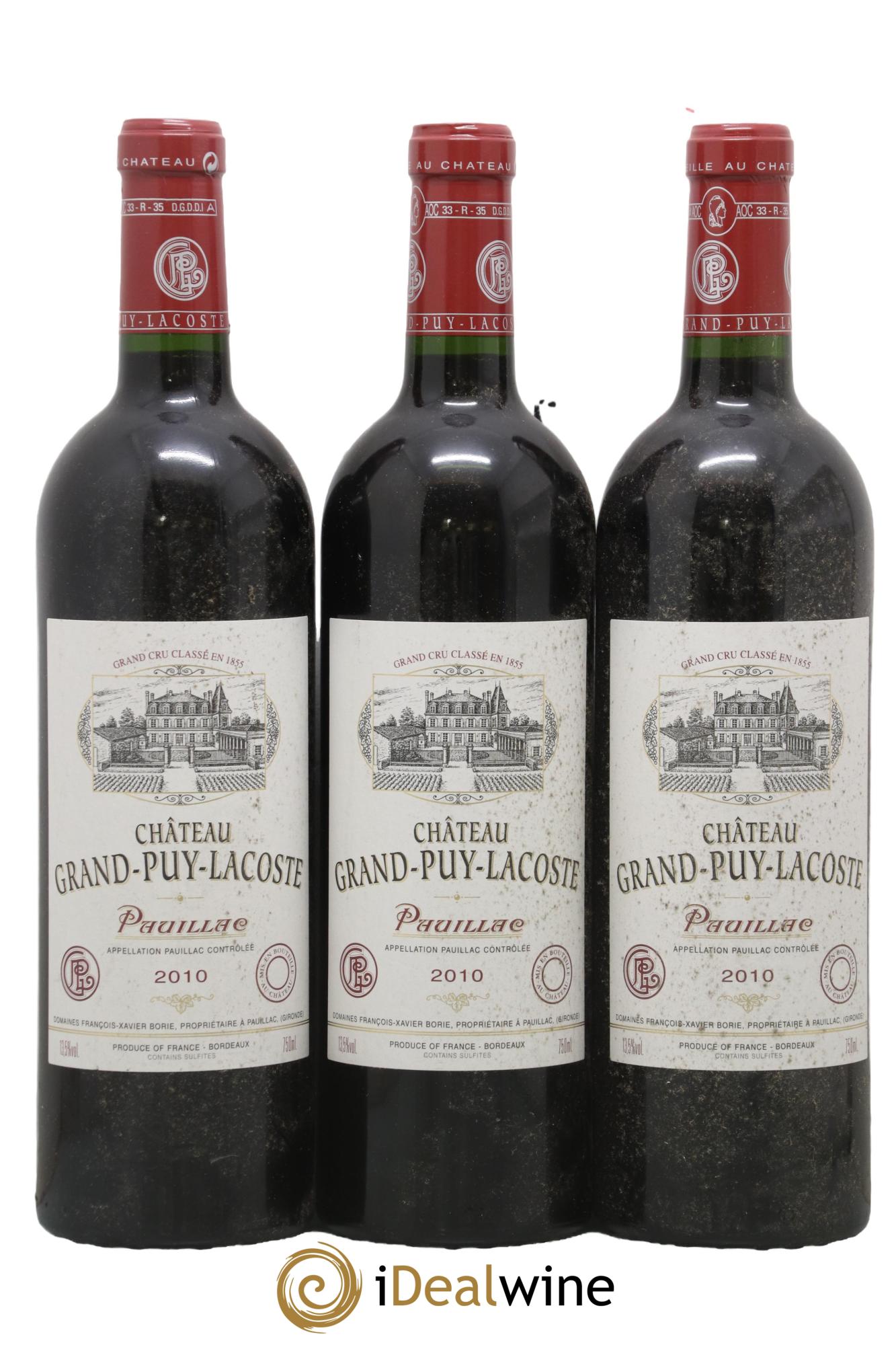 Château Grand Puy Lacoste 5ème Grand Cru Classé 2010 - Lot of 3 bottles - 0