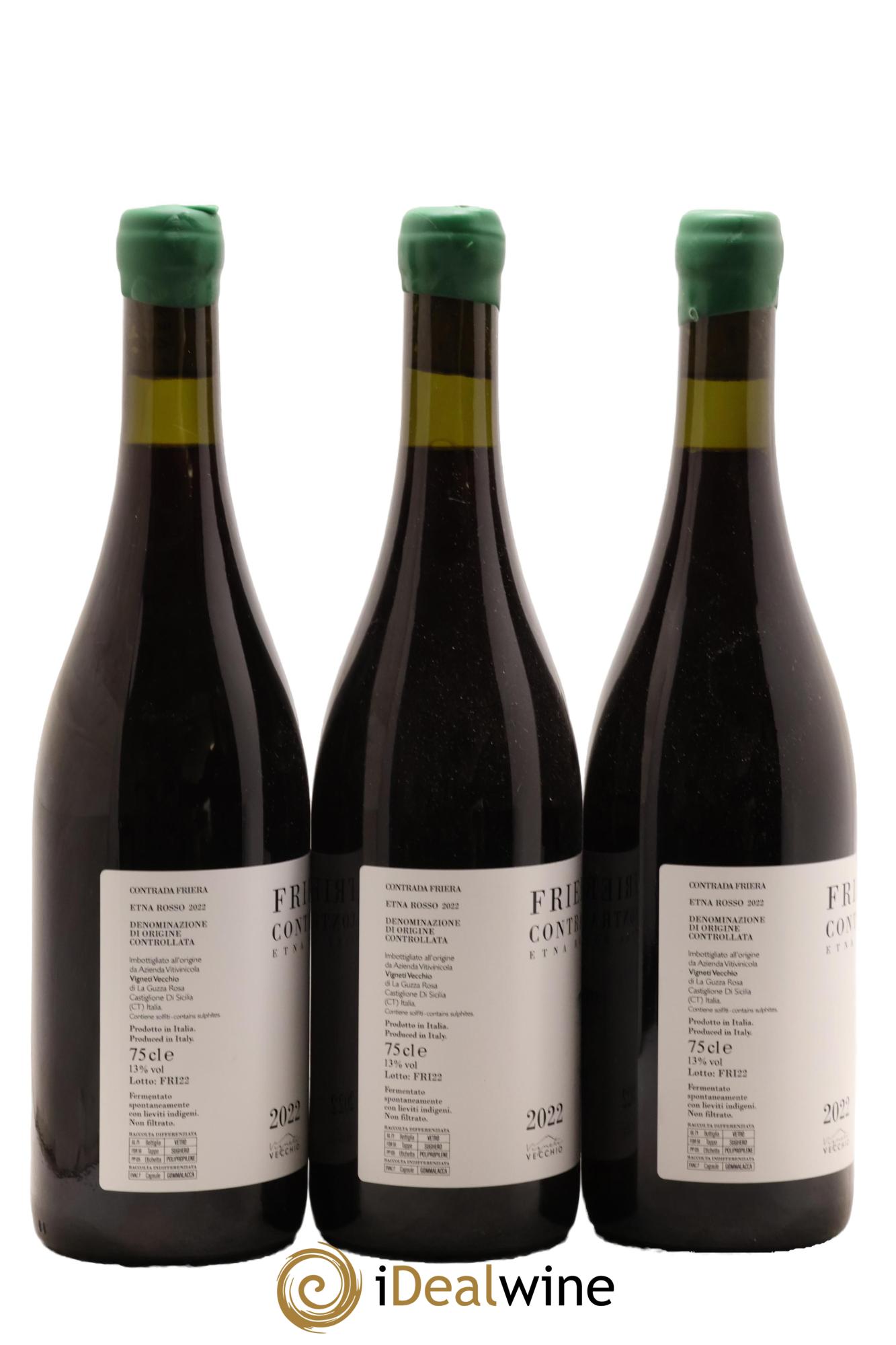 Italie Etna Rosso DOC Friera Contrada Vigneti Vecchio 2022 - Lot de 3 bouteilles - 1