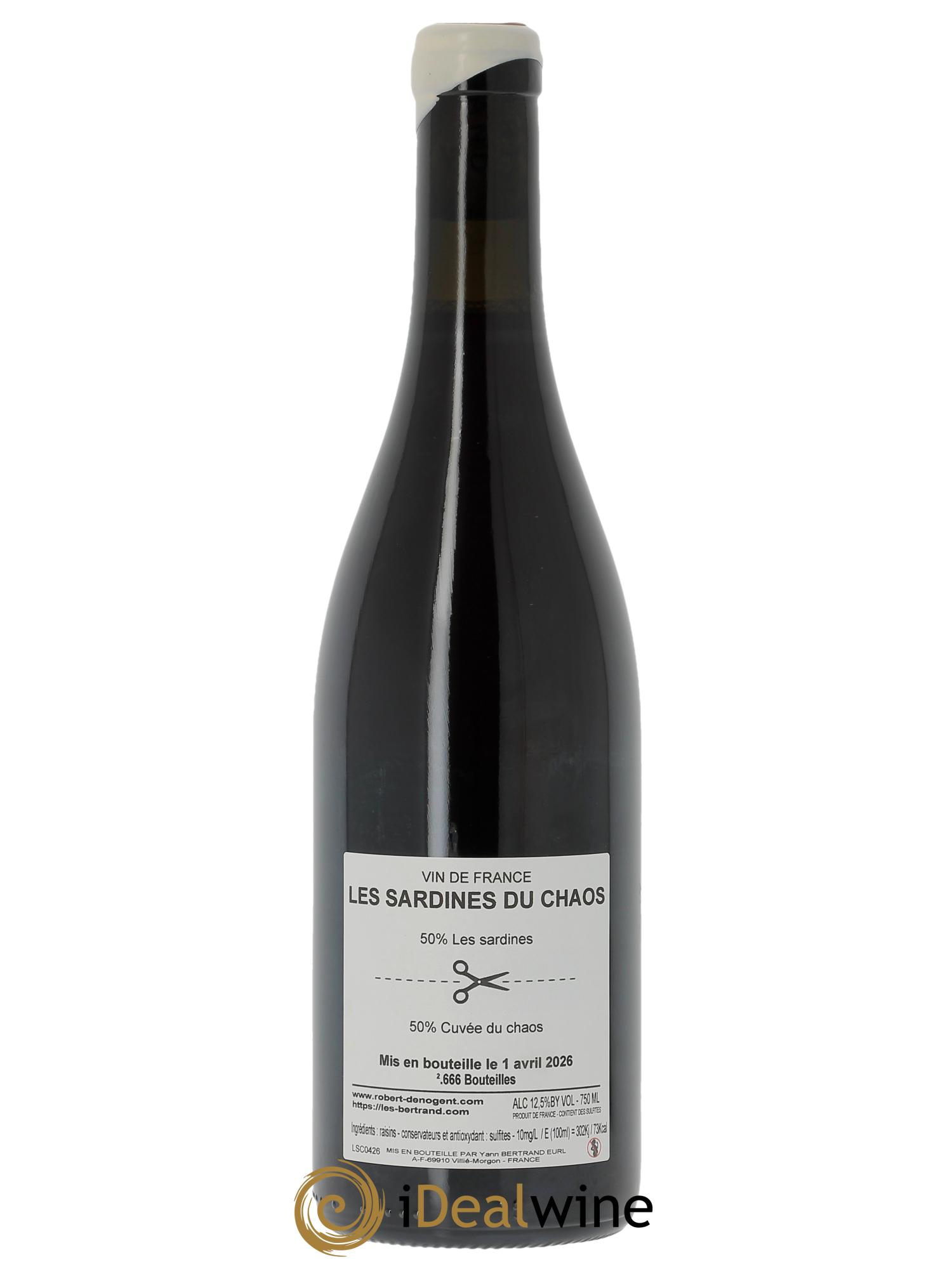 Vin de France Les Sardines du Chaos Yann Bertrand et Robert Denogent  - Lot de 1 bouteille - 1