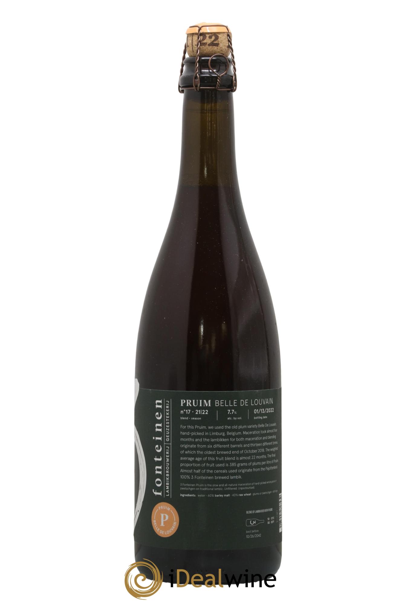 Bière 3 Fonteinen Pruim Belle de Louvain (Prune Belle de Louvain) (season 21|22) Blend n° 17 - Posten von 1 Flasche - 0
