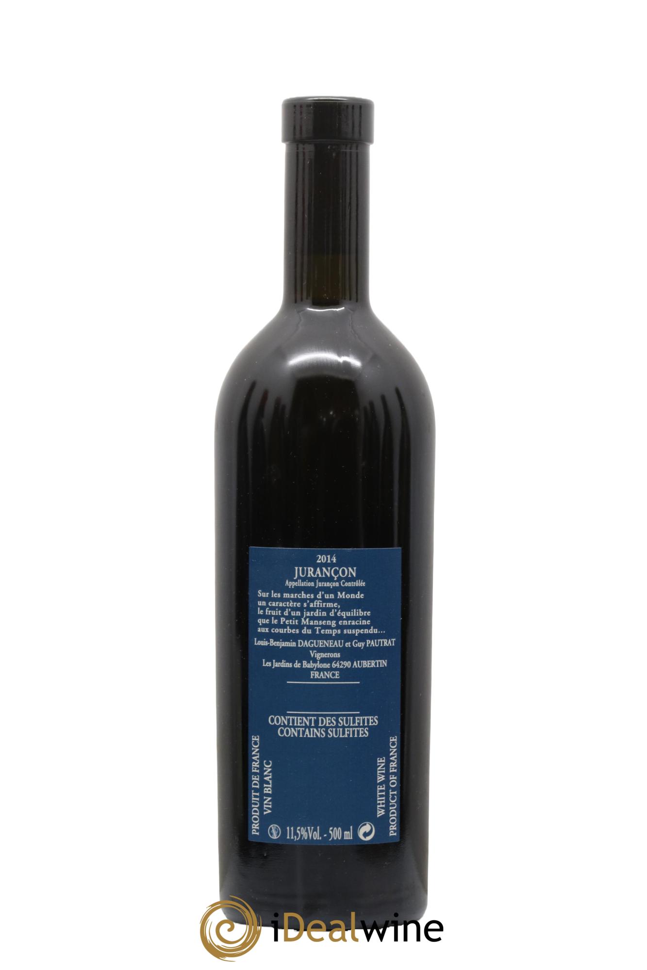 Vin de France (anciennement Jurançon) Jardins de Babylone Didier Dagueneau 2014 - Lot of 1 500ml format  - 1