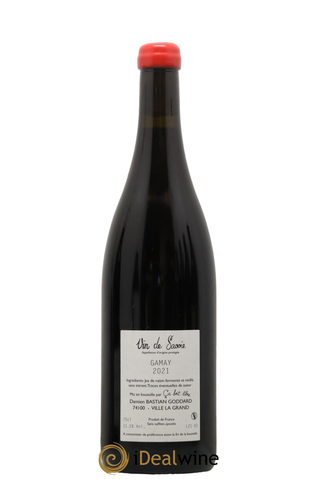 Vin de Savoie Ca Boit Libre Ton Rouge d'Elevage Damien Bastian Goddard 2021 - Lot de 1 bouteille - 1