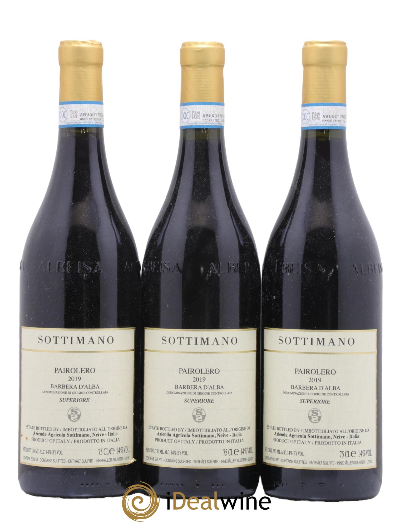 Barbera d'Alba Pairolero Sottimano 2019 - Lot de 3 bouteilles - 0