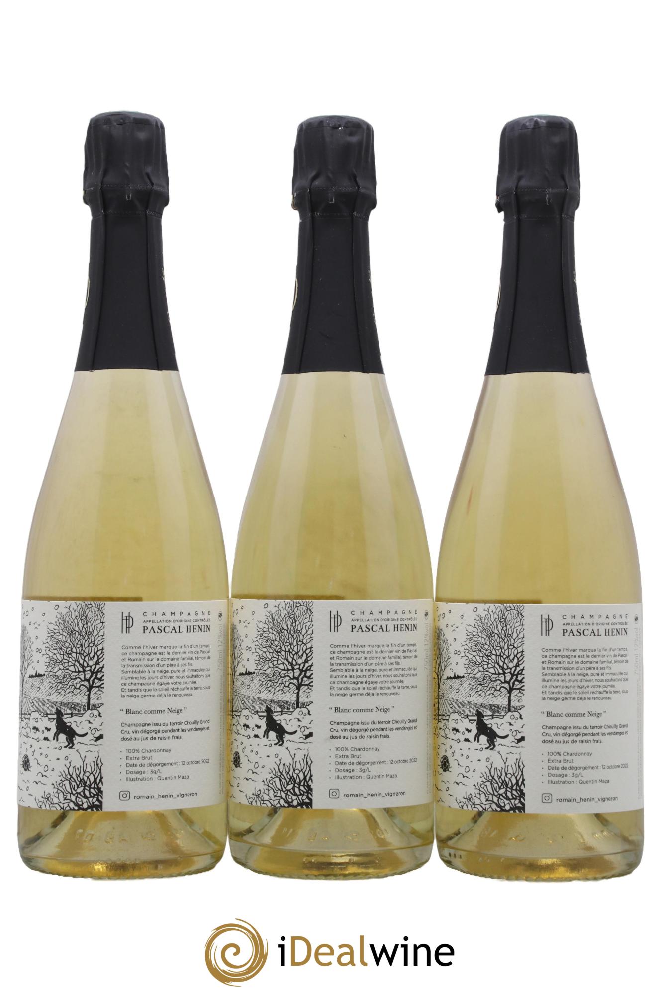 Champagne Blanc Comme Neige Quentin Maza Romain Henin - Lot de 3 bouteilles - 0