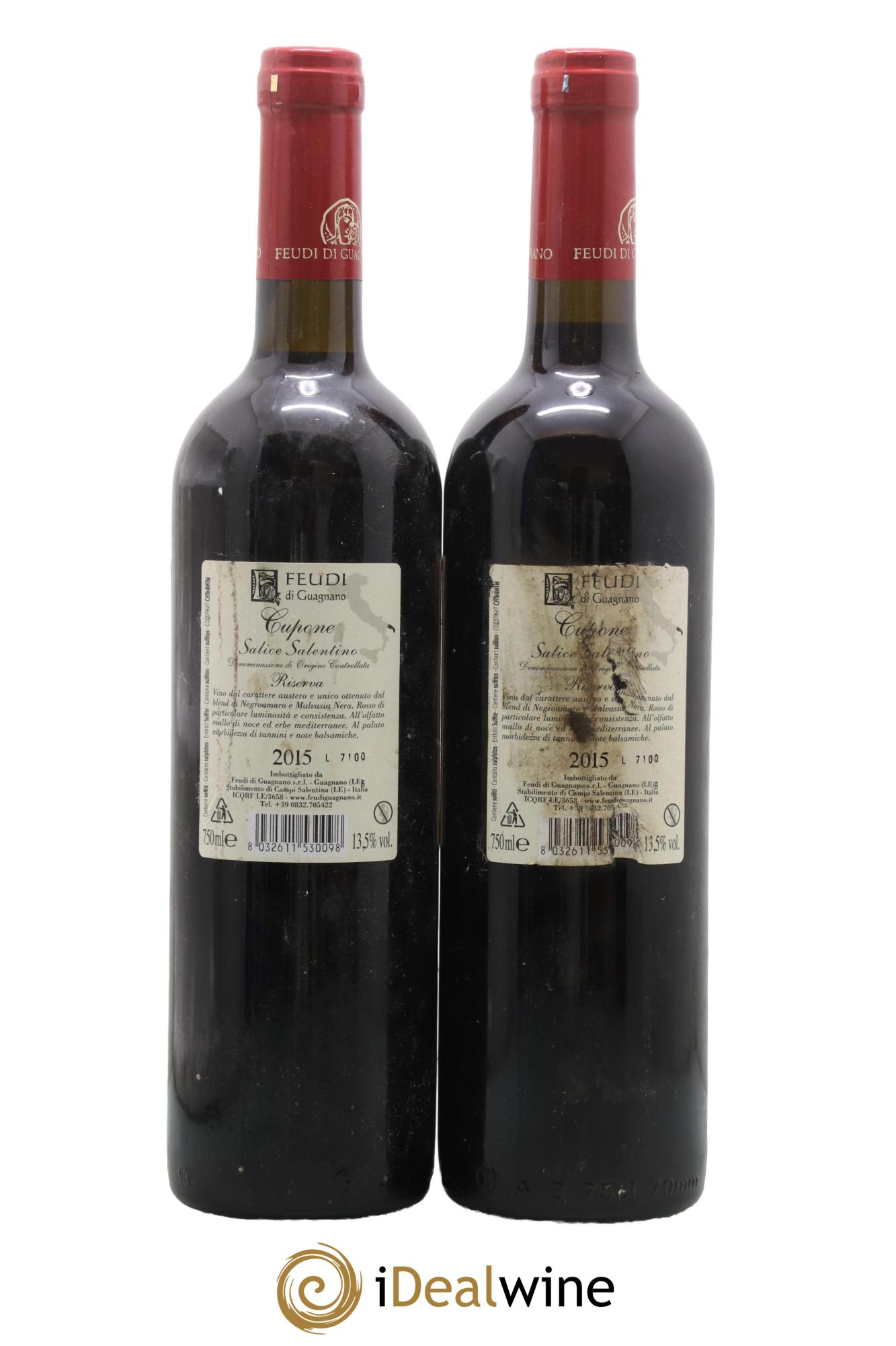 Italie Salentino Reserva Cupone 2015 - Lot de 2 bouteilles - 1