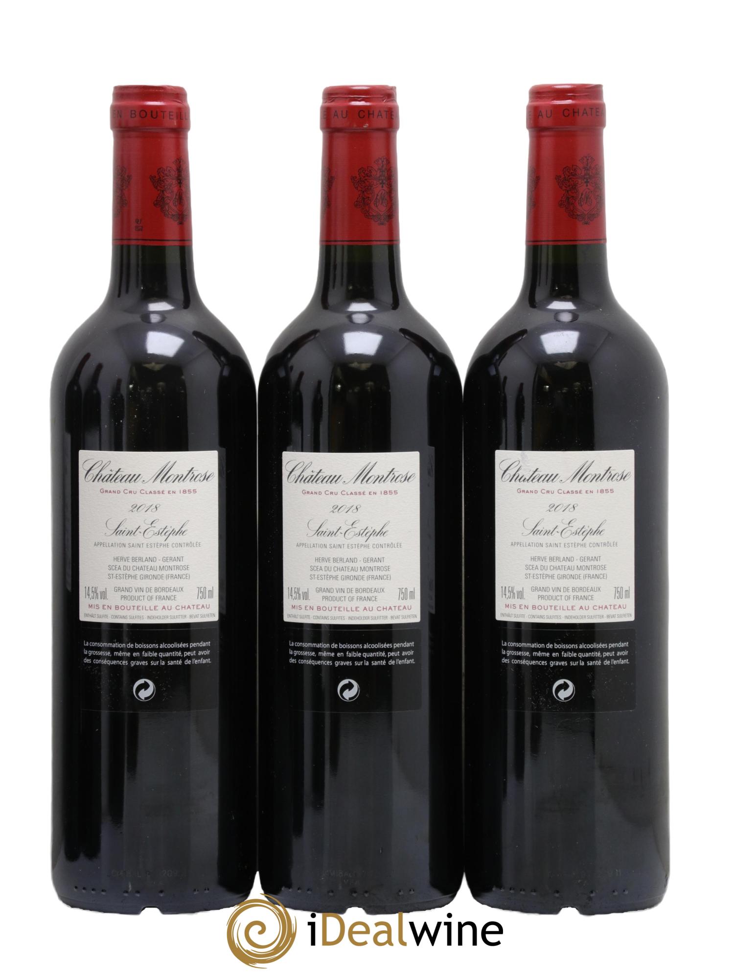 Château Montrose 2ème Grand Cru Classé 2018 - Lotto di 3 bottiglie - 1