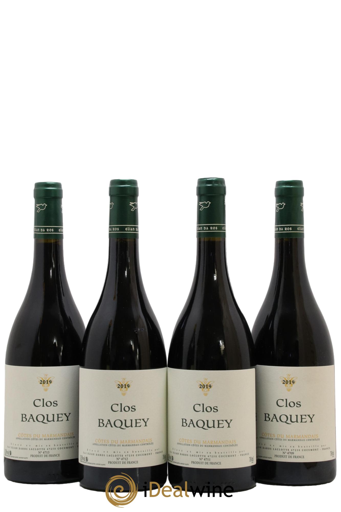 Côtes du Marmandais Clos Baquey Elian Da Ros (Domaine) 2019 - Lot of 4 bottles - 0