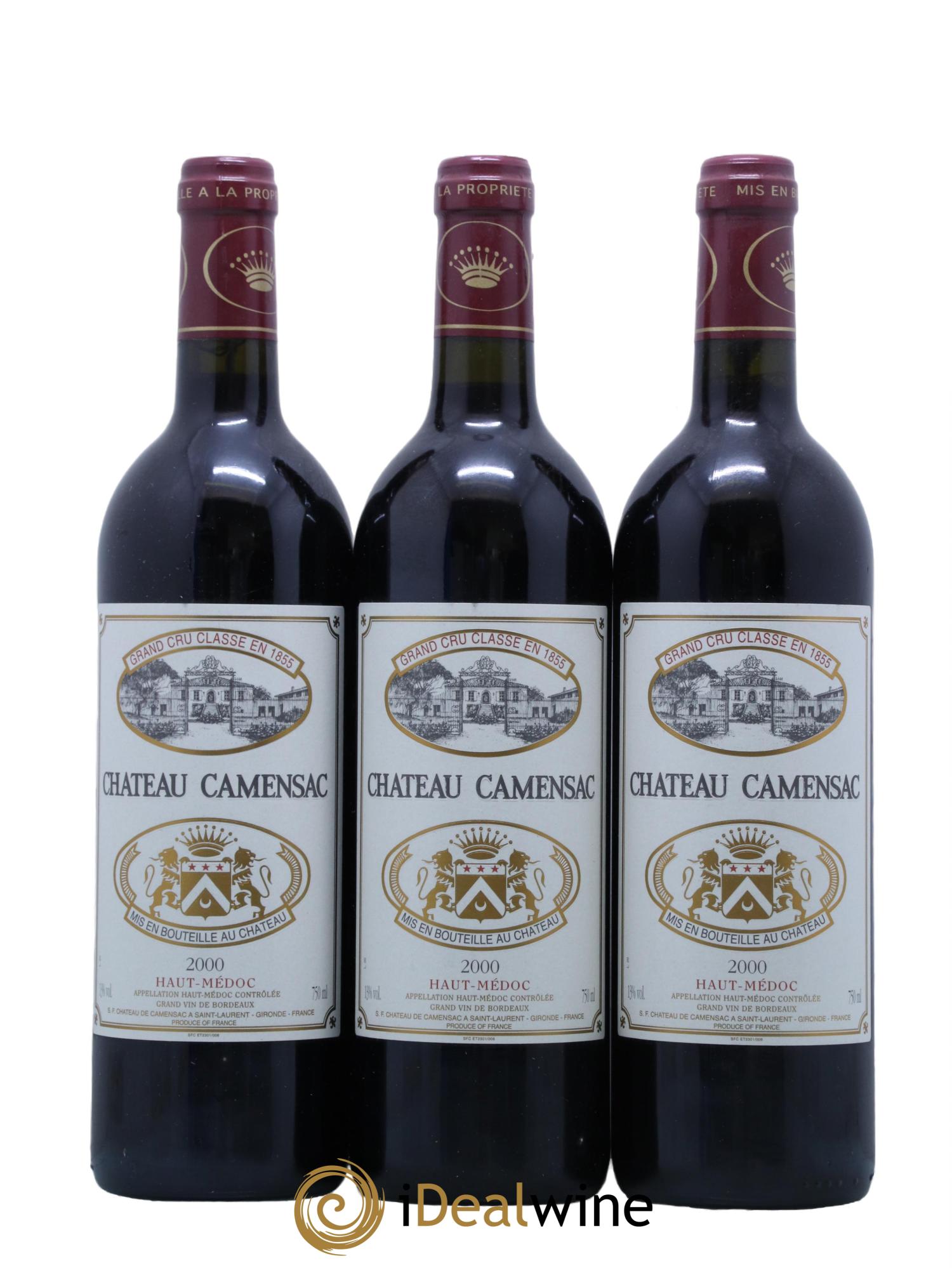 Château Camensac 5ème Grand Cru Classé 2000 - Lot de 3 bouteilles - 0