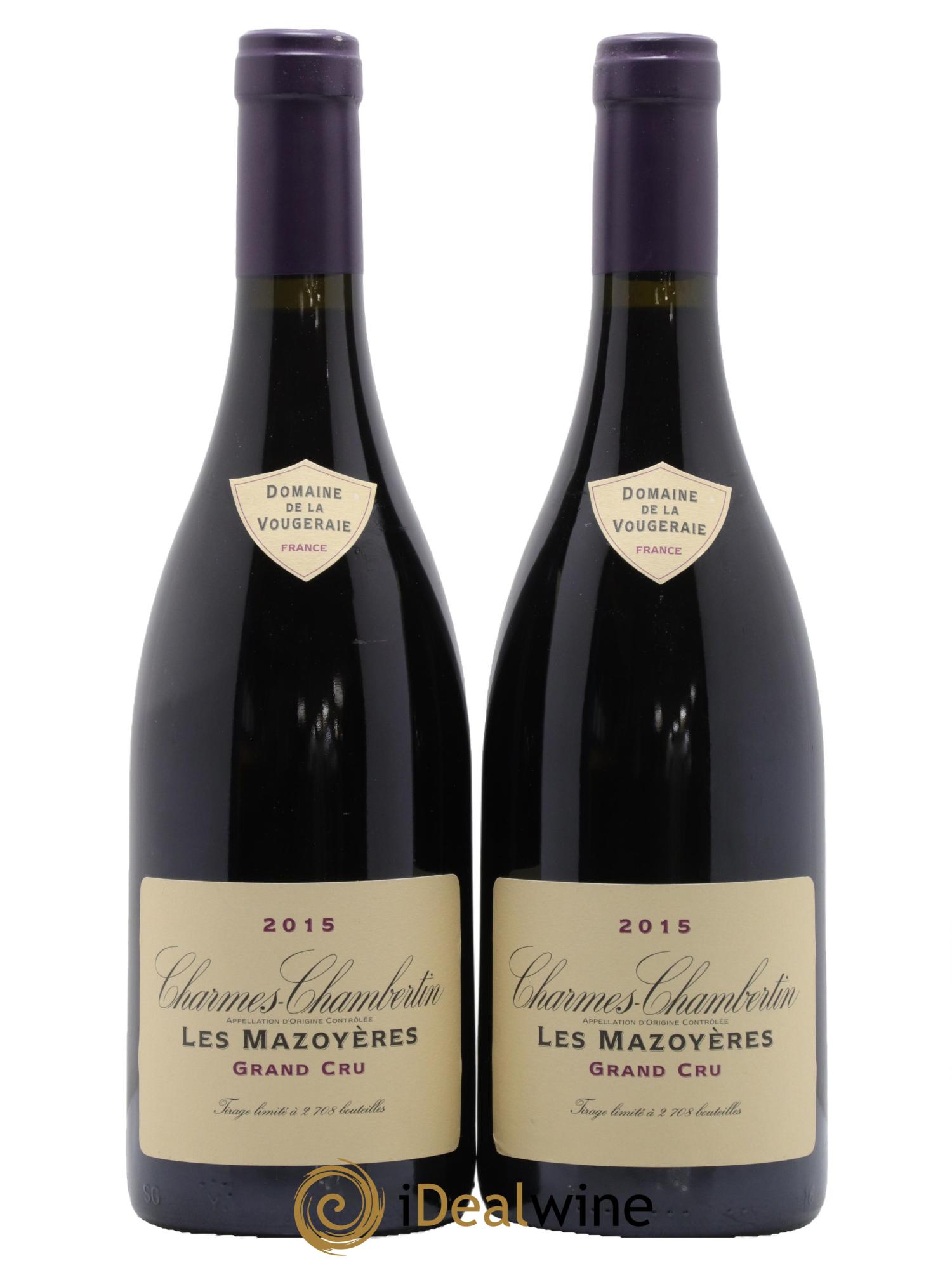 Charmes-Chambertin Grand Cru Les Mazoyères La Vougeraie 2015 - Lot de 2 bouteilles - 0