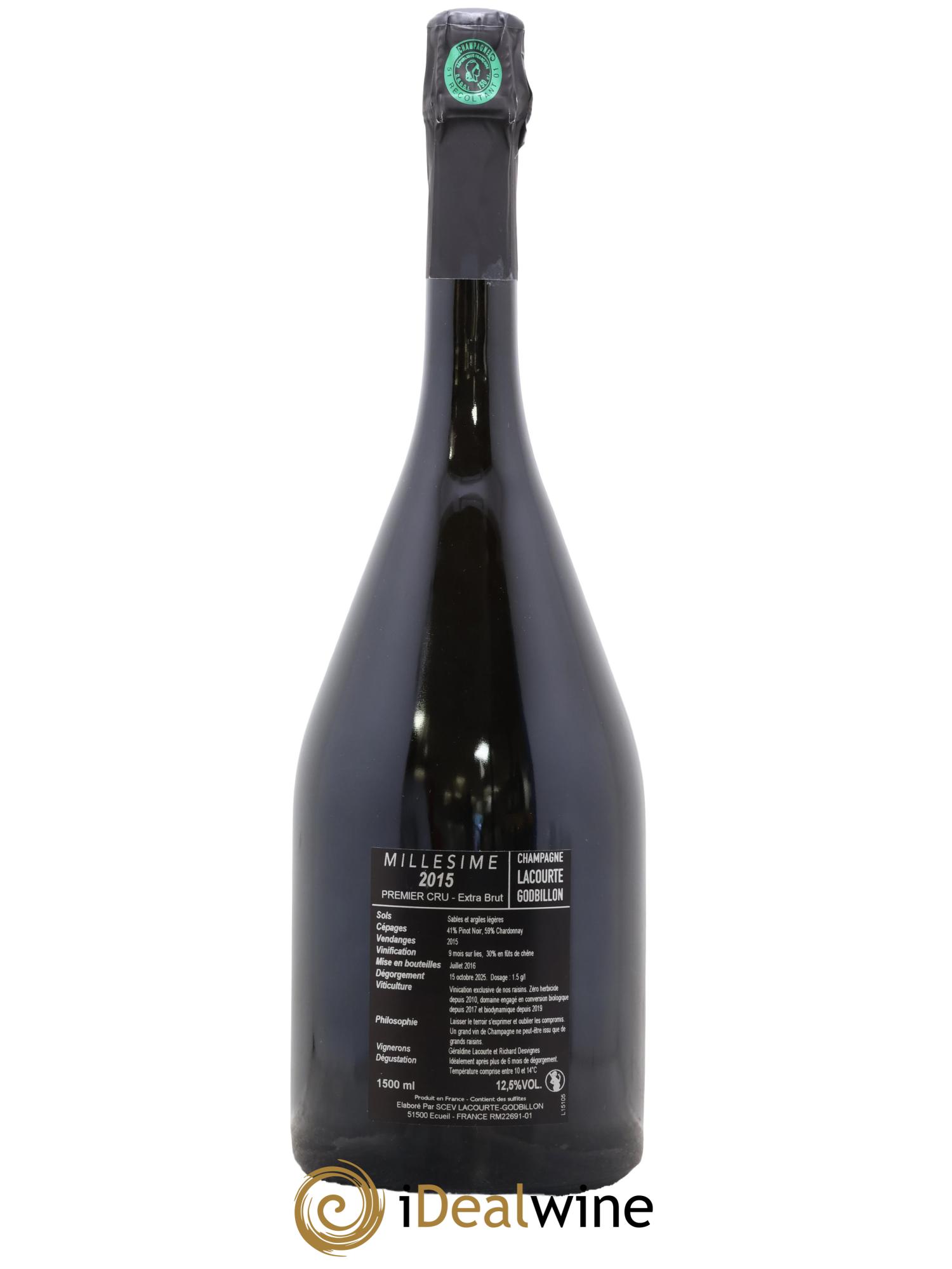 Extra Brut Premier Cru Lacourte-Godbillon 2015 - Lote de 1 Magnum - 1