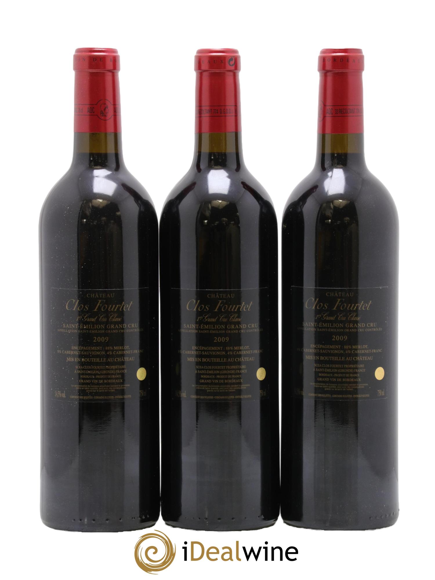 Clos Fourtet 1er Grand Cru Classé B 2009 - Lot of 3 bottles - 1