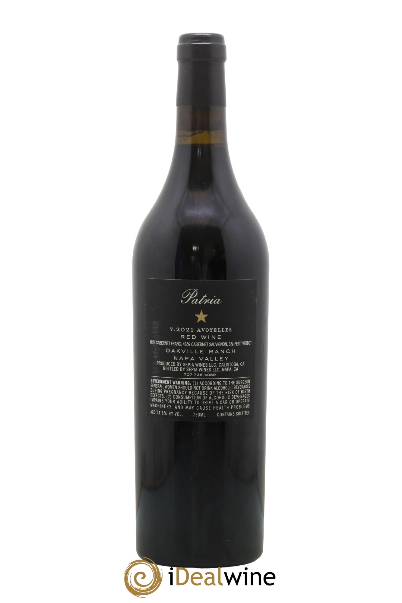 USA Napa Valley Avoyelles Patria 2021 - Lot de 1 bouteille - 1