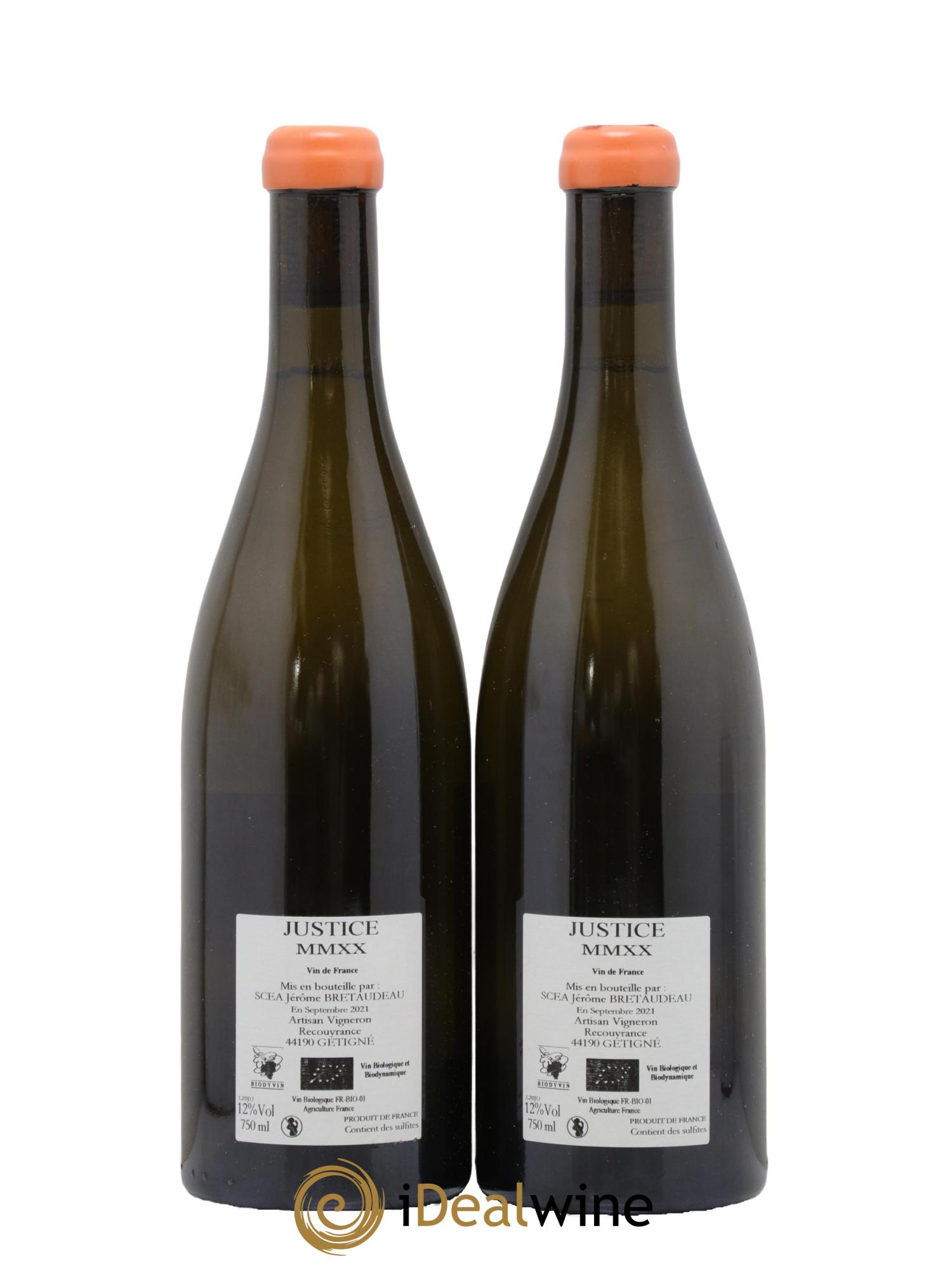 Vin de France La Justice Jérôme Bretaudeau - Domaine de Bellevue 2020 - Lot de 2 bouteilles - 1