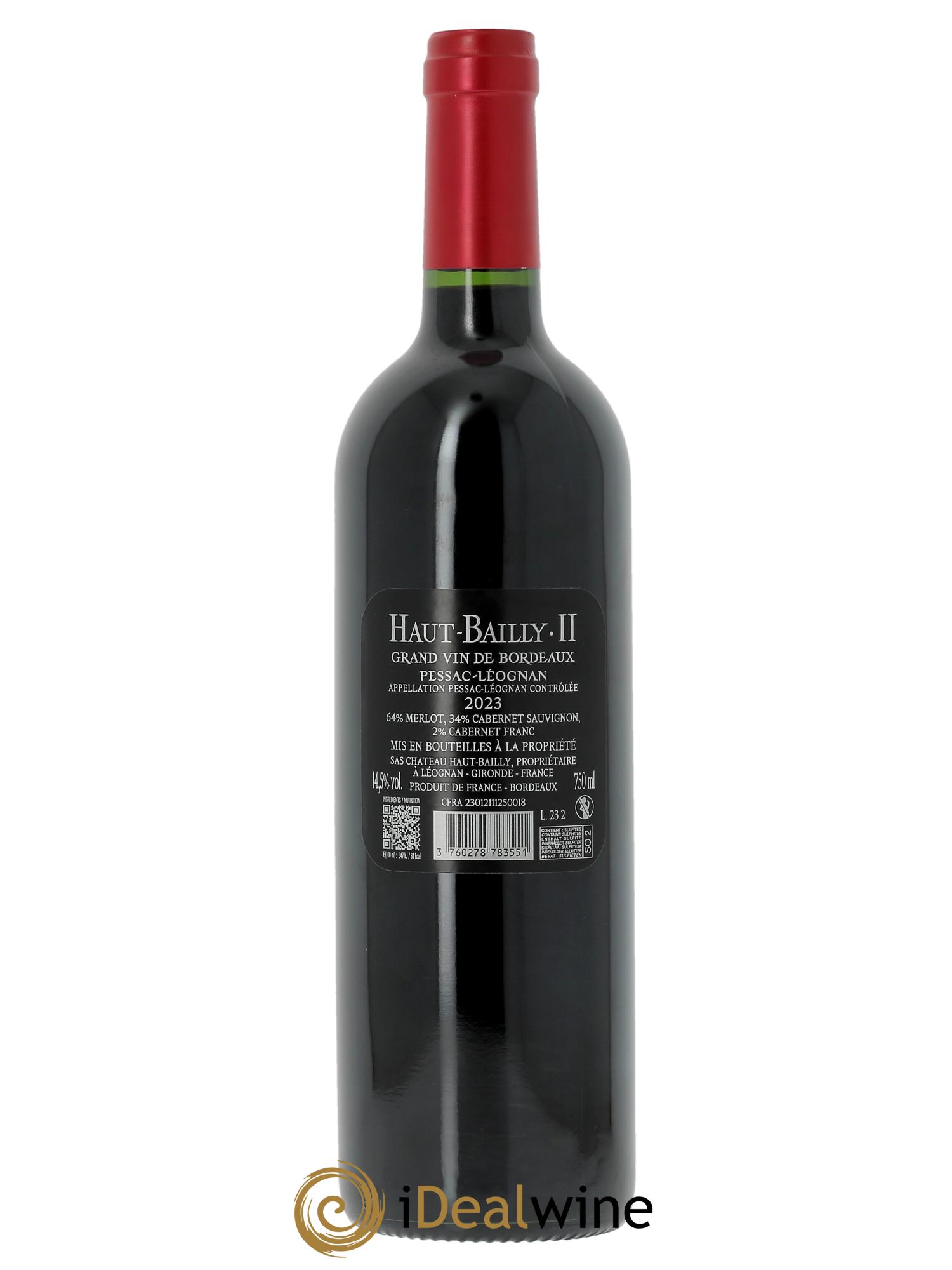 Haut Bailly II (Anciennement La Parde de Haut-Bailly) Second Vin (Cassetta in legno a partire da 6 bt) 2023 - Lotto di 1 bottiglia - 1