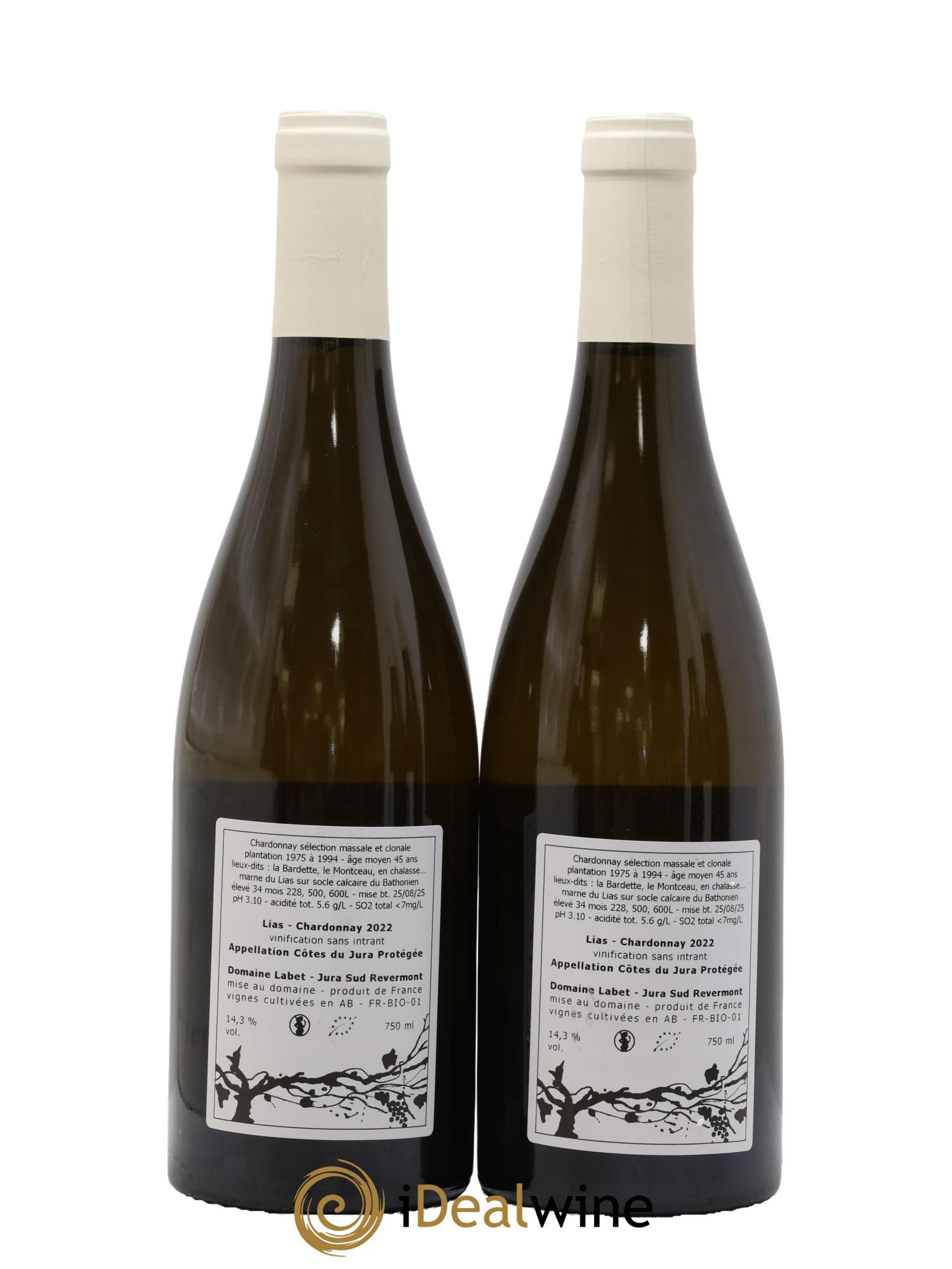 Côtes du Jura Chardonnay Lias Romain - Julien  - Charline Labet 2022 - Lot de 2 bouteilles - 1