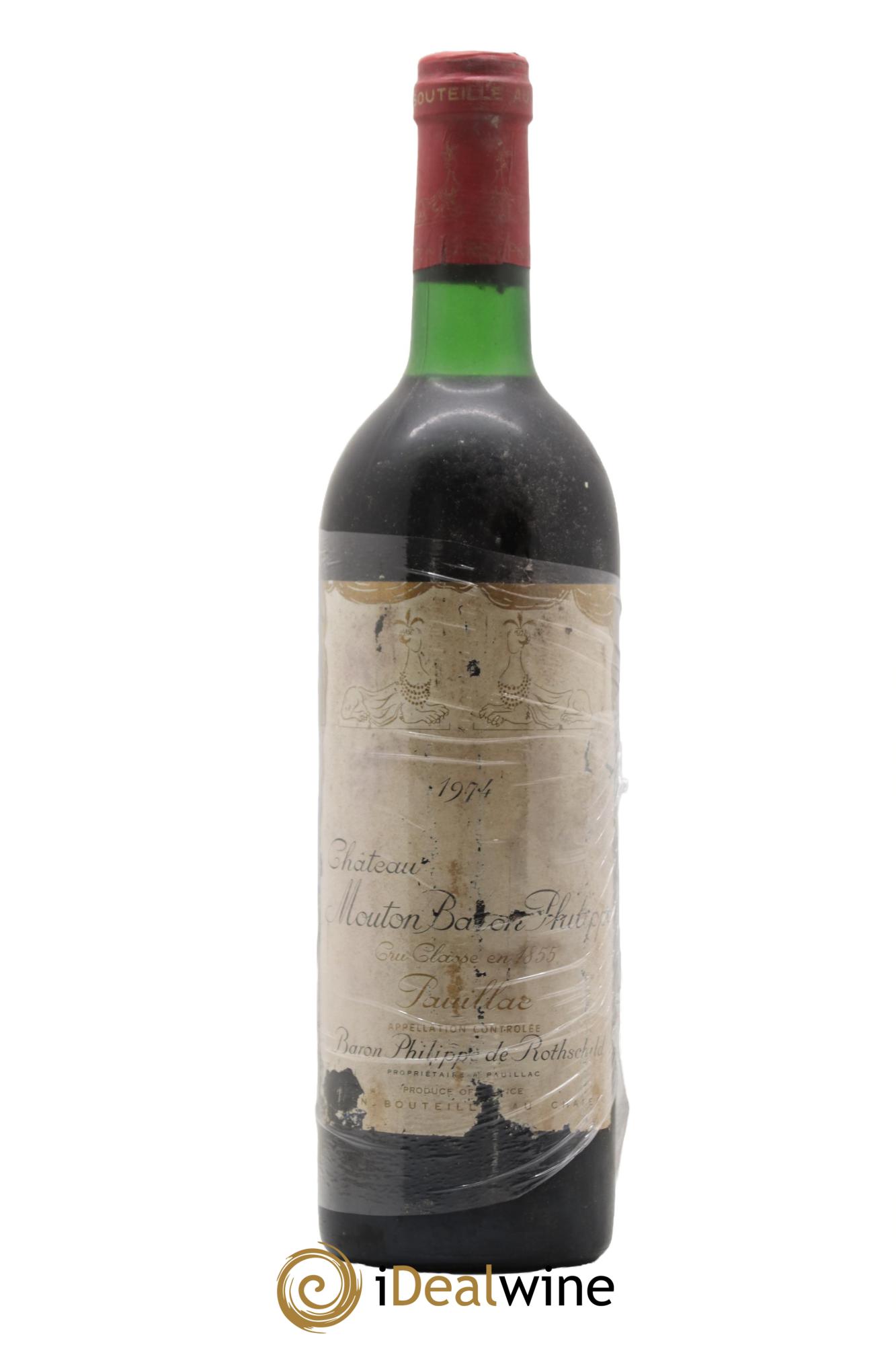 Château d' Armailhac - Mouton Baron(ne) Philippe 5ème Grand Cru Classé 1974 - Lot de 1 bouteille - 0