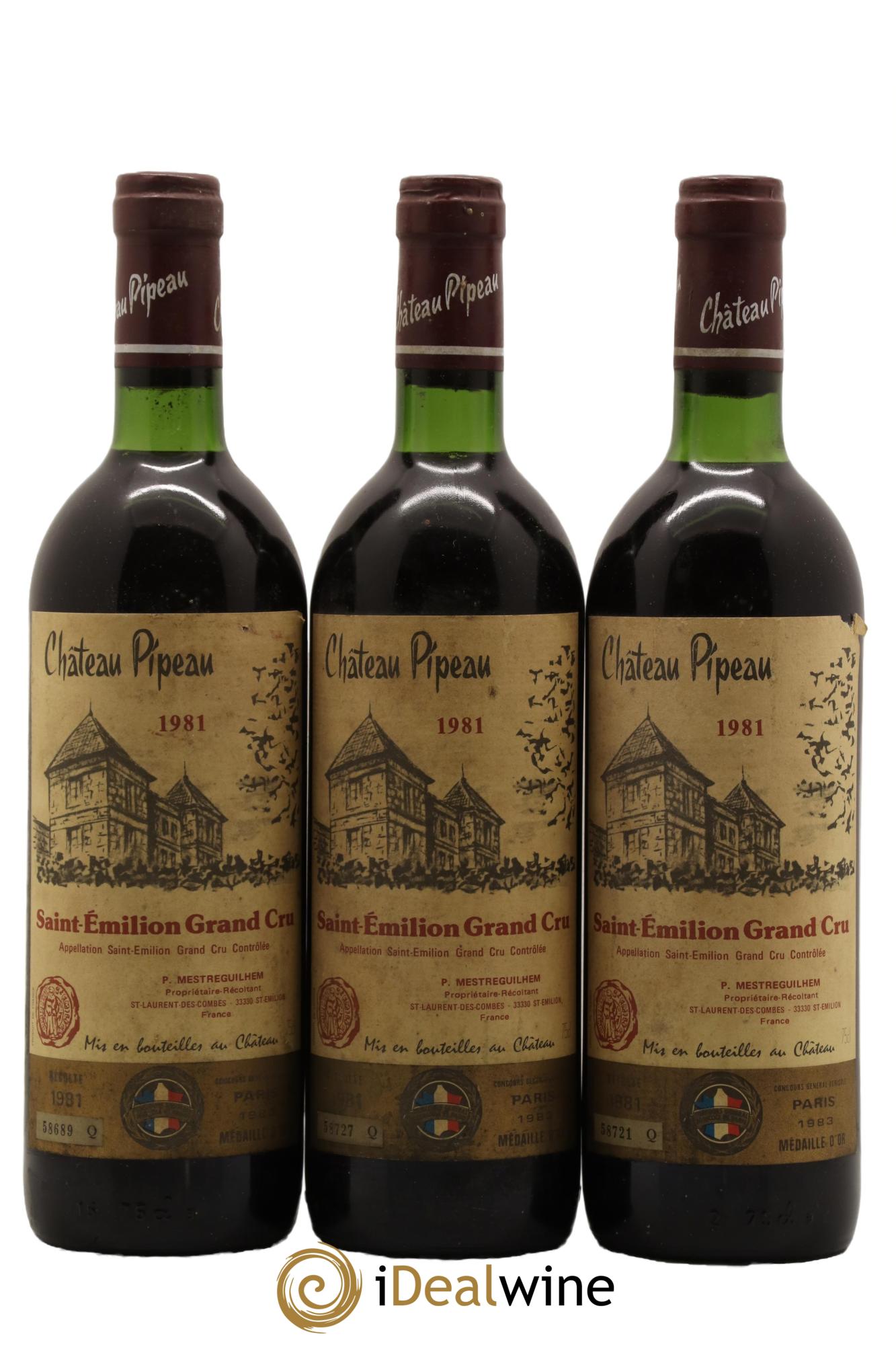 Château Pipeau 1981 - Lot de 3 bouteilles - 0