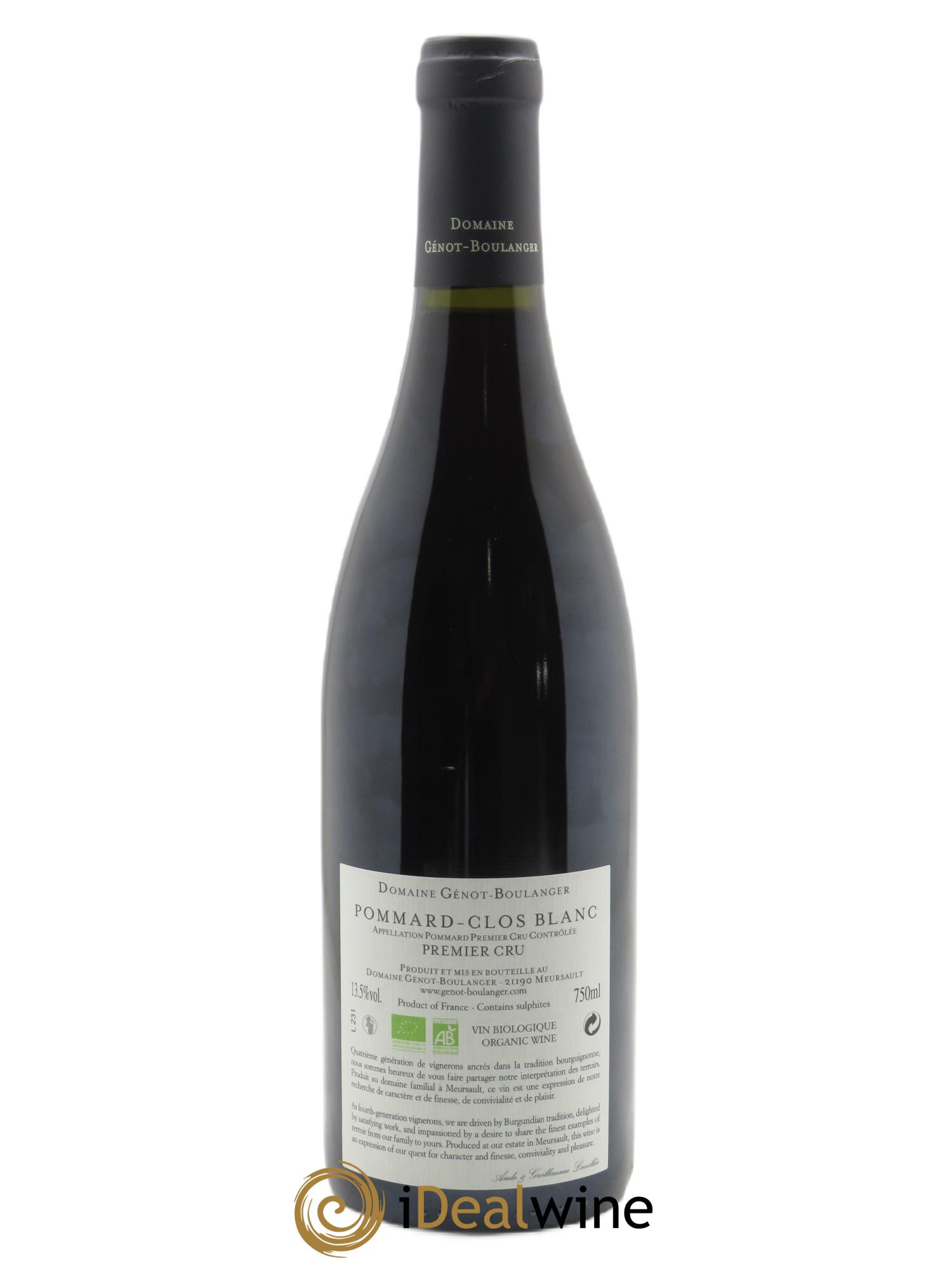 Pommard 1er Cru Clos Blanc Génot-Boulanger (Domaine) 2019 - Lot of 1 bottle - 1