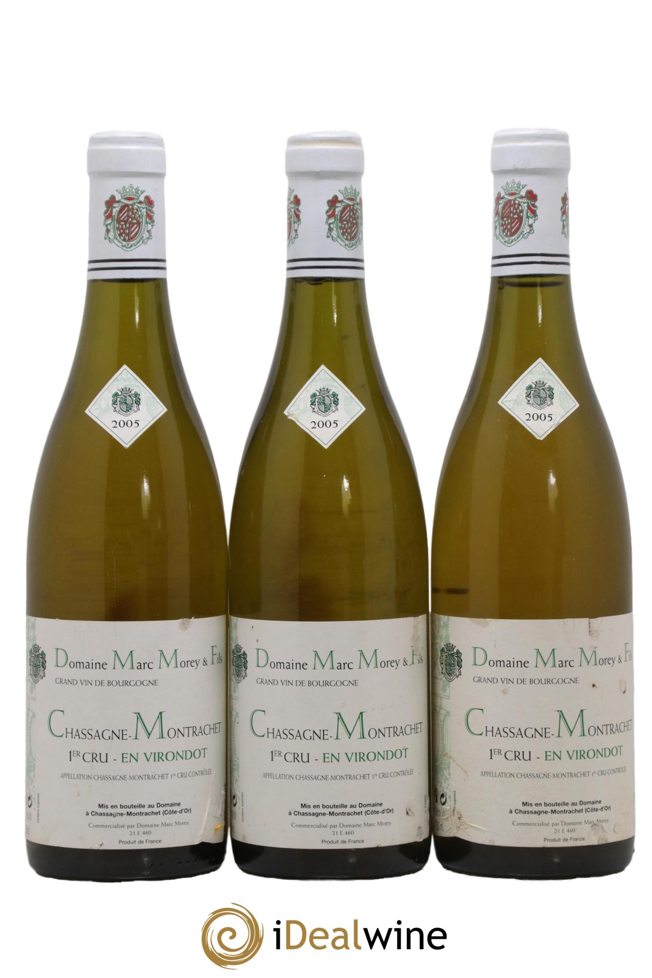 Chassagne-Montrachet 1er Cru En Virondot Marc Morey 2005 - Lot de 3 bouteilles - 0