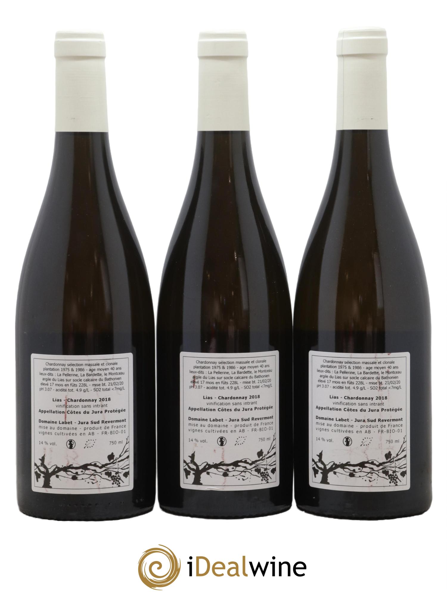Côtes du Jura Chardonnay Lias Romain - Julien - Charline Labet 2018 - Lot de 3 bouteilles - 1