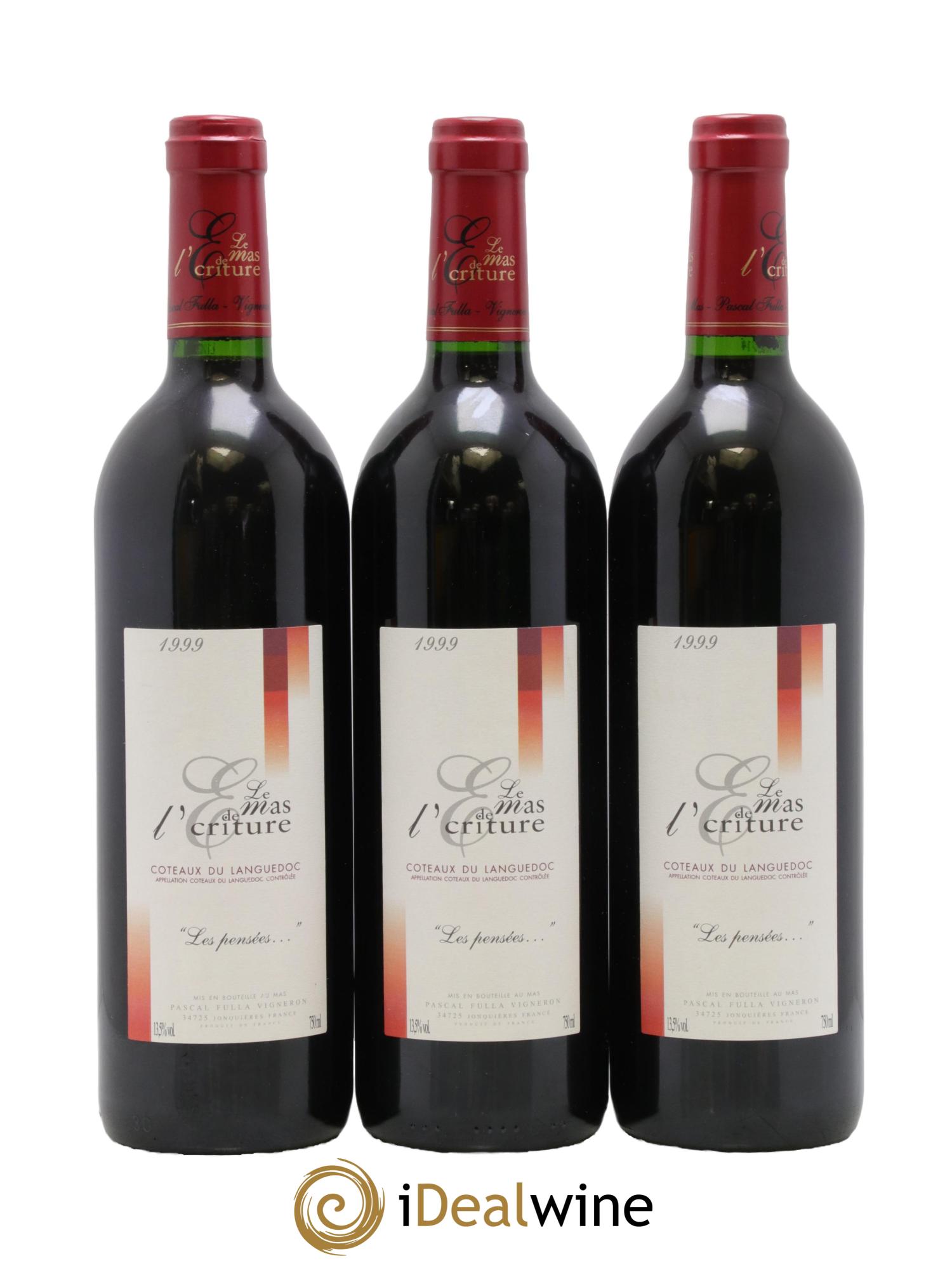 Coteaux du Languedoc Les Pensées Mas De L'Ecriture Fulla 1999 - Lot of 3 bottles - 0