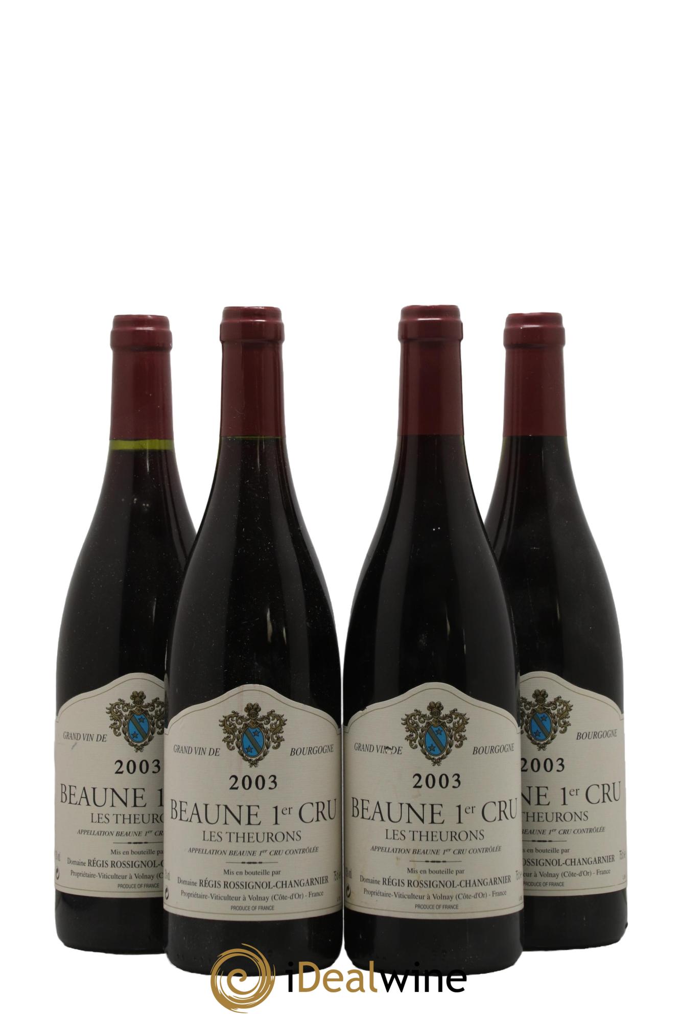 Beaune 1er Cru Les Theurons Régis Rossignol Changarnier 2003 - Lot de 4 bouteilles - 0