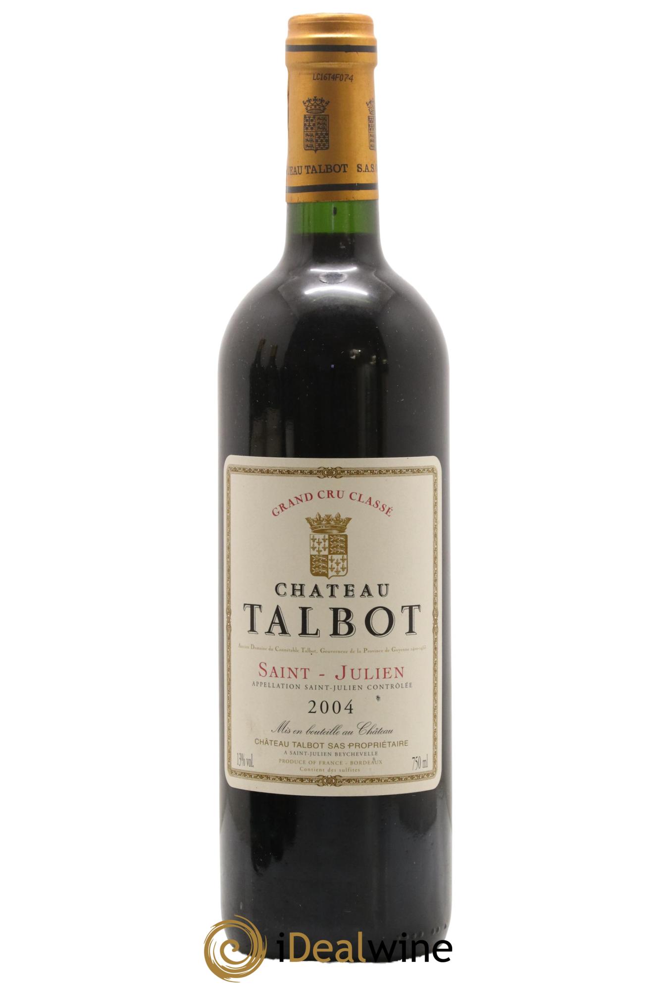 Château Talbot 4ème Grand Cru Classé 2004 - Lot de 1 bouteille - 0