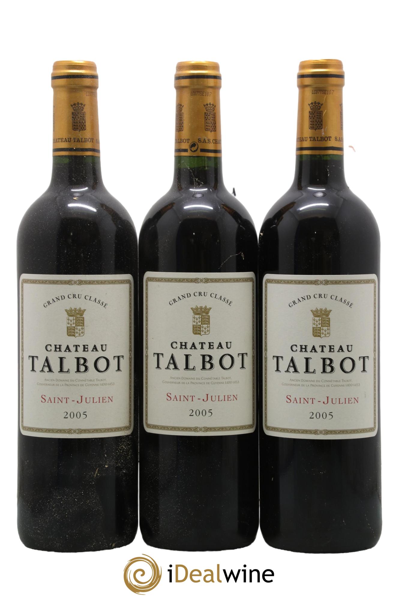 Château Talbot 4ème Grand Cru Classé 2005 - Lot de 3 bouteilles - 0