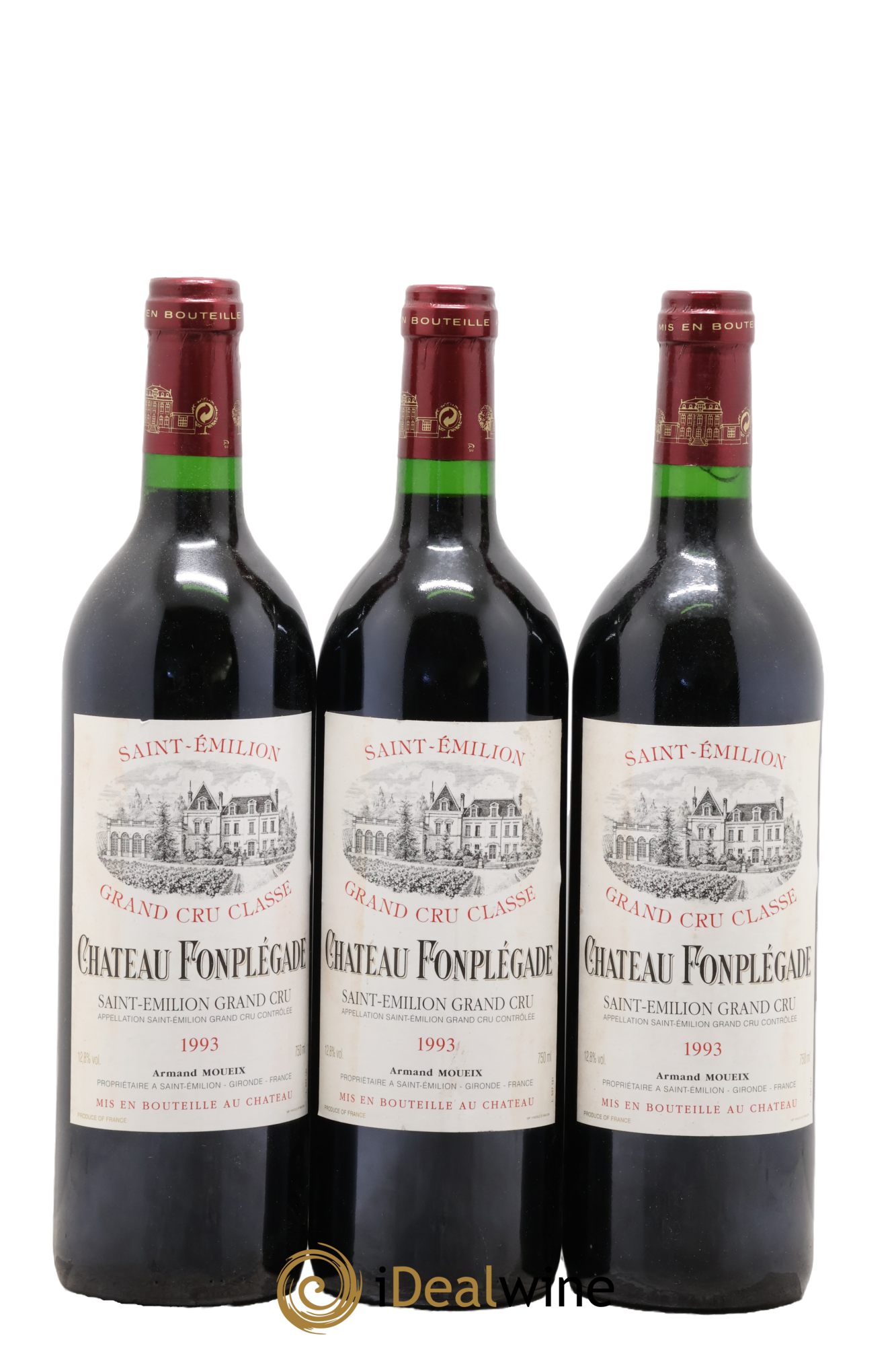 Château Fonplegade Grand Cru Classé 1993 - Lot de 3 bouteilles - 0