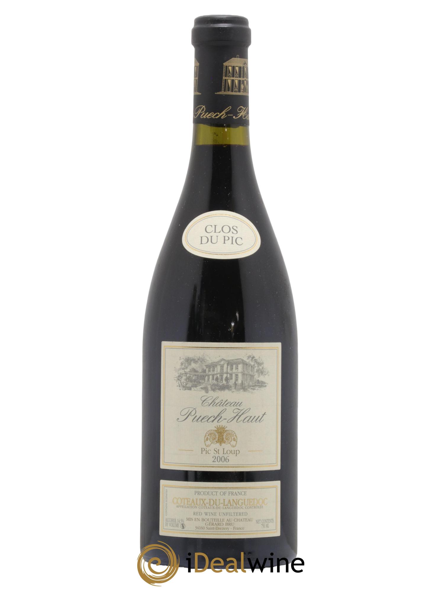 Pic Saint-Loup Château Puech-Haut Clos du Pic Gérard Bru 2006 - Lot de 1 bouteille - 0