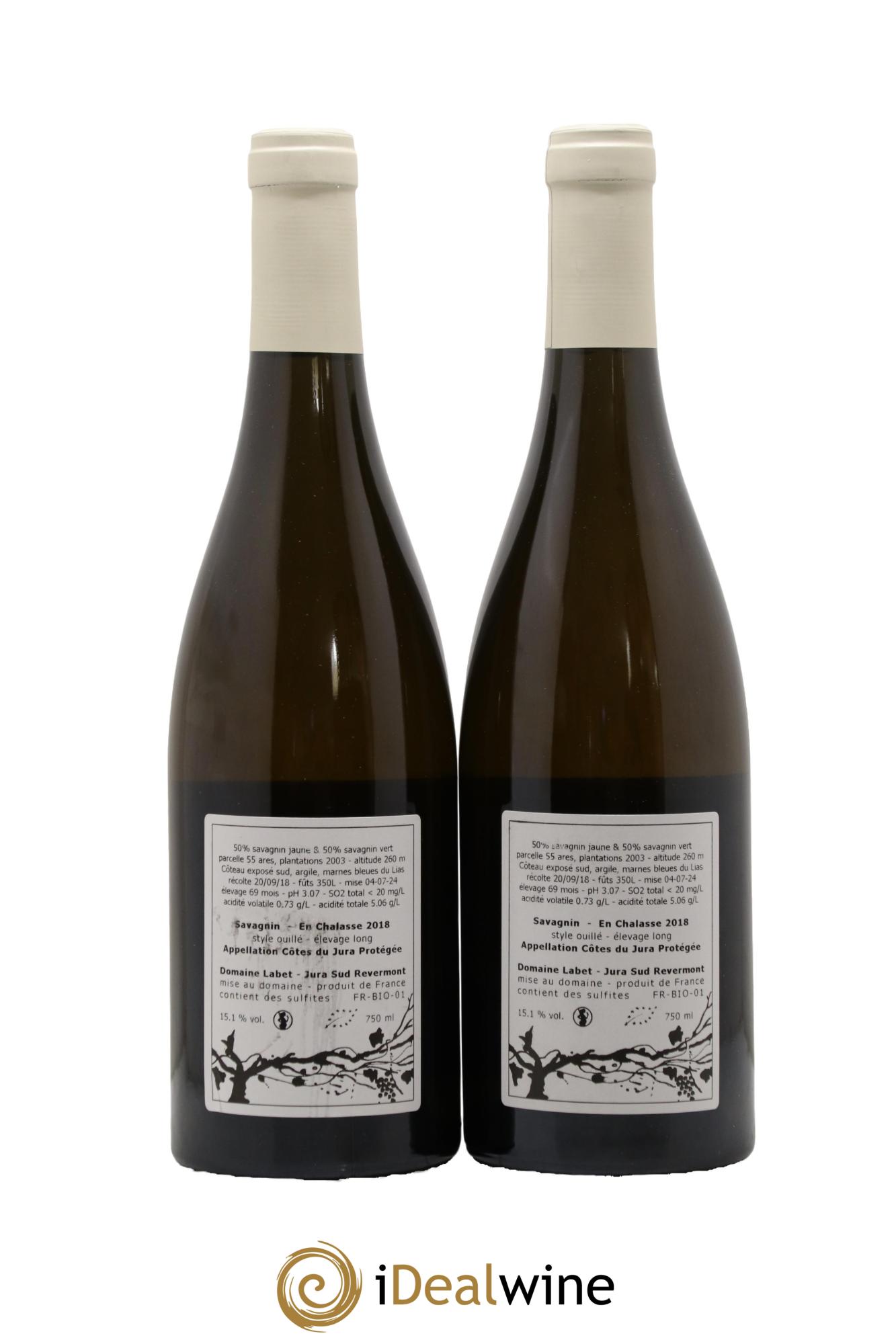 Côtes du Jura Savagnin en Chalasse Elevage Long Romain - Julien  - Charline Labet 2018 - Lot de 2 bouteilles - 1