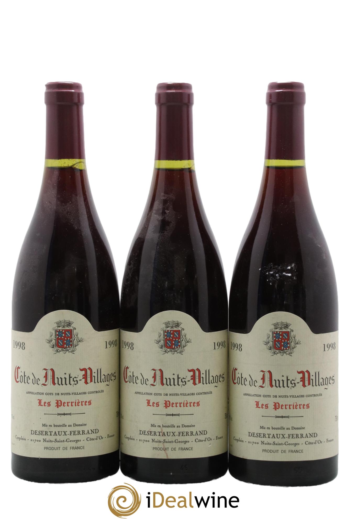 Côte de Nuits-Villages Les Perrières Domaine Désertaux-Ferrand 1998 - Lot de 3 bouteilles - 0