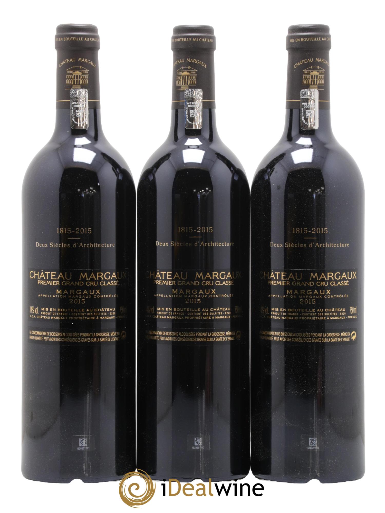Château Margaux 1er Grand Cru Classé 2015 - Lot de 3 bouteilles - 1