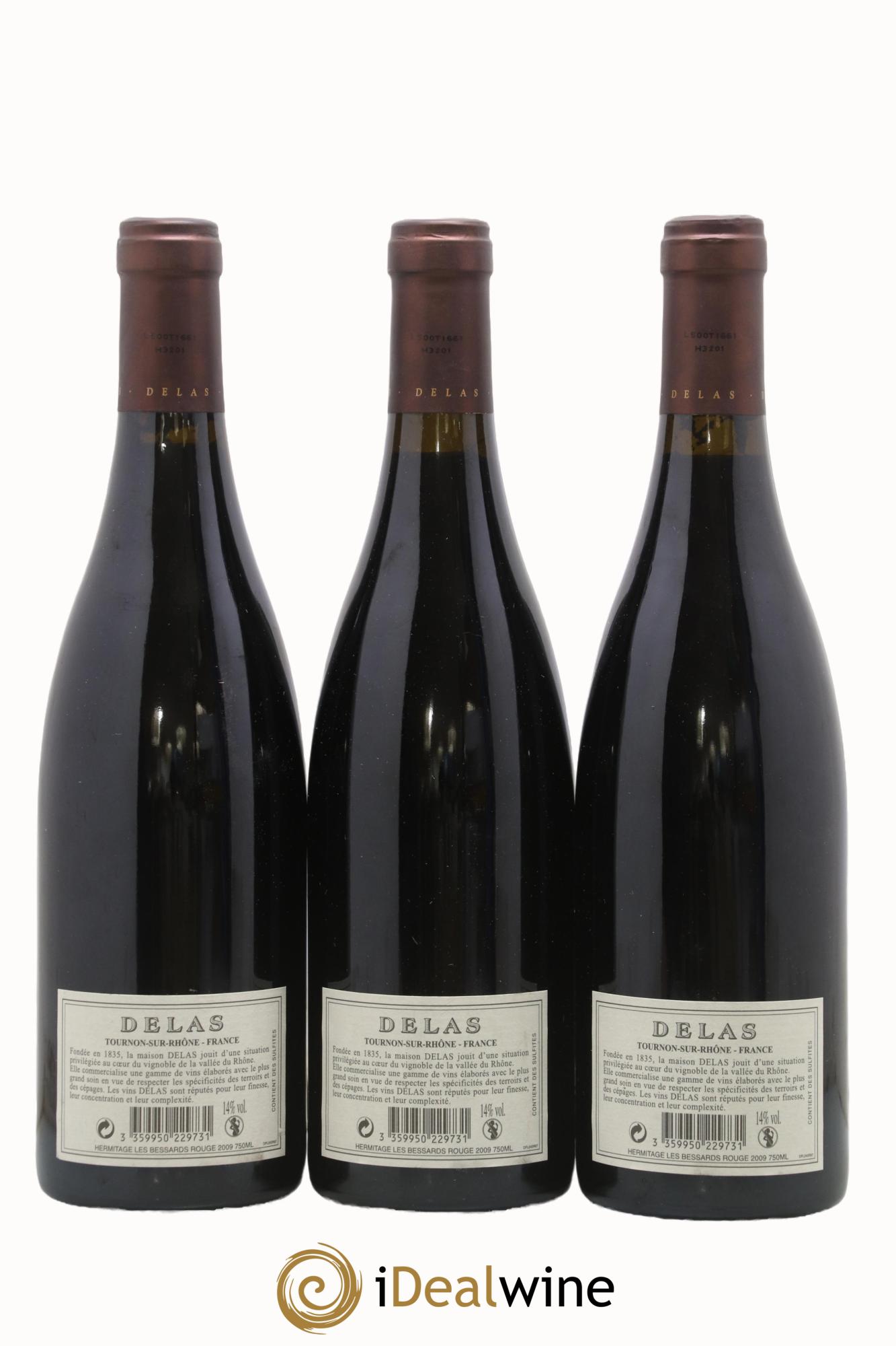 Hermitage Les Bessards Delas Frères 2009 - Lot of 3 bottles - 1