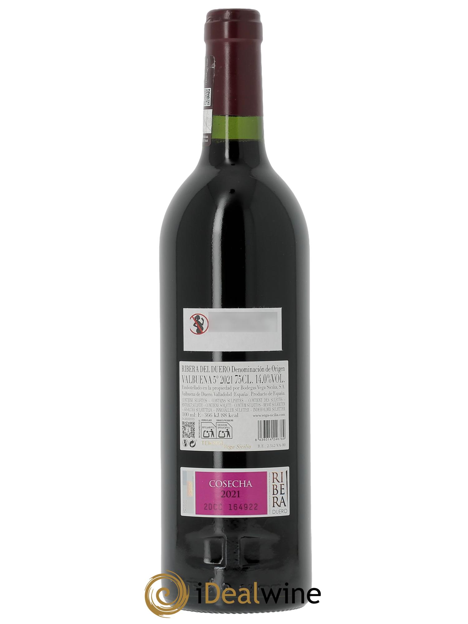 Ribera Del Duero DO Vega Sicilia Valbuena 5 ano Famille Alvarez (CBO à partir de 3 bts) 2021 - Lot de 1 bouteille - 1