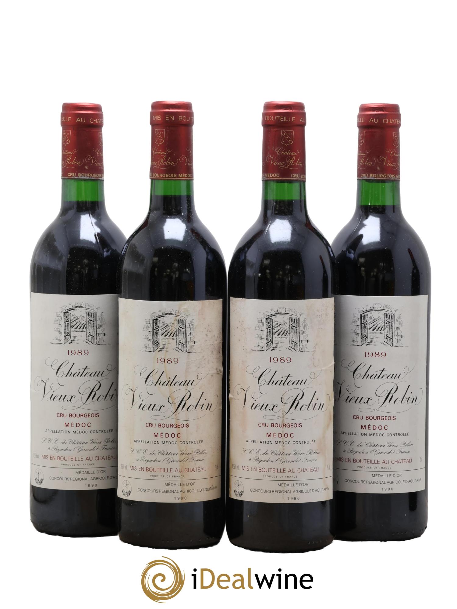 Château Vieux Robin Cru Bourgeois 1989 - Lot of 4 bottles - 0