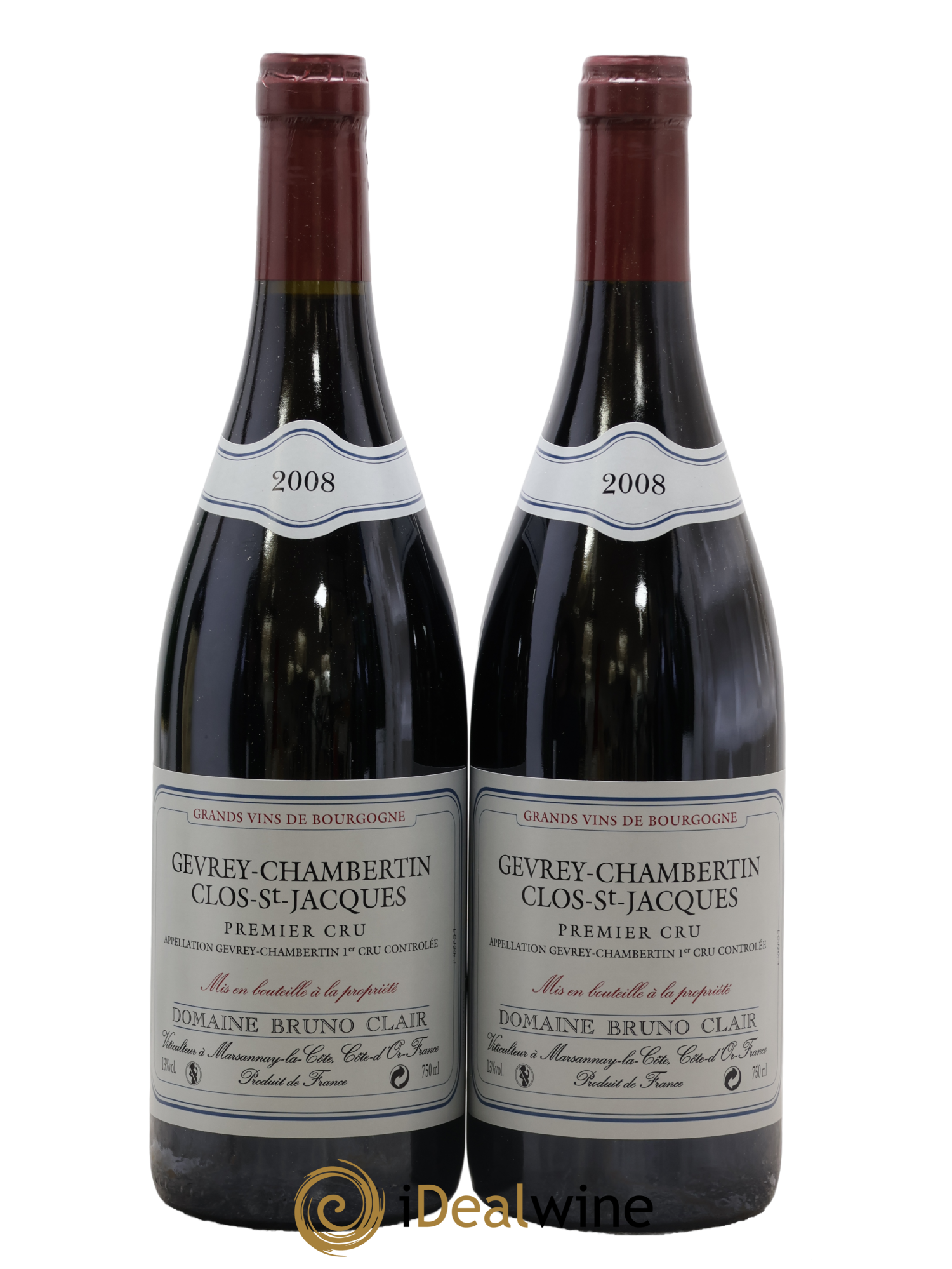 Gevrey-Chambertin 1er Cru Clos Saint-Jacques Bruno Clair (Domaine) 2008 - Lot of 2 bottles - 0
