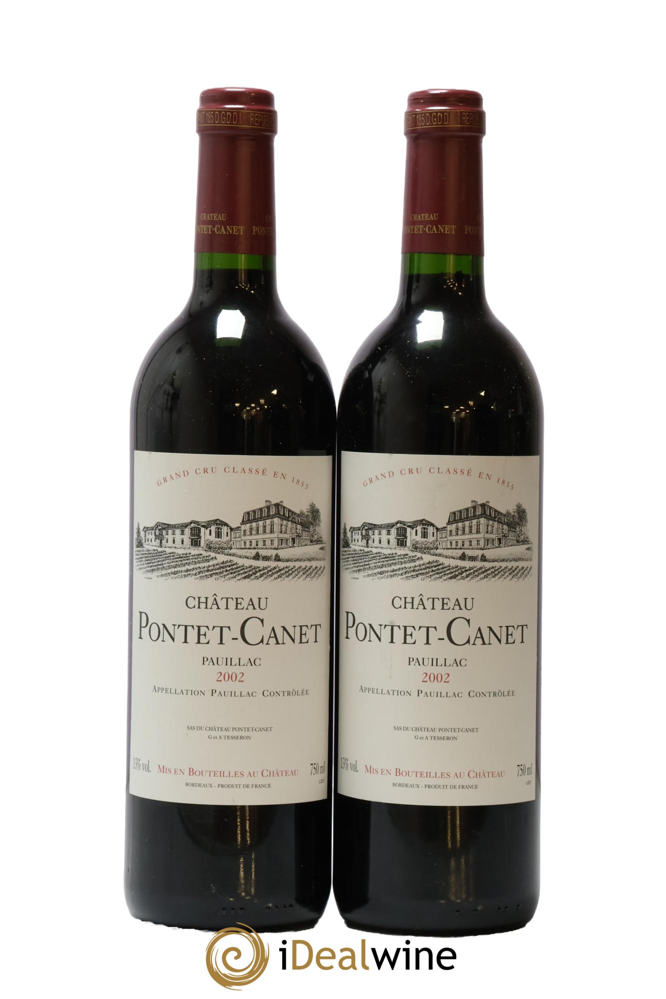 Château Pontet Canet 5ème Grand Cru Classé 2002 - Lot de 2 bouteilles - 0