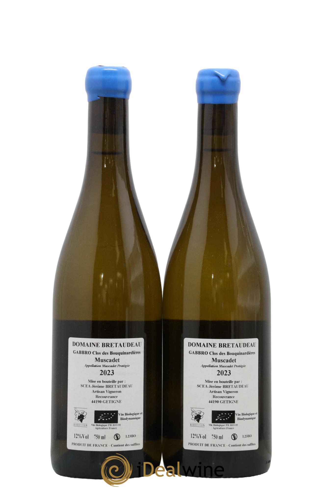 Muscadet-Sèvre-et-Maine Gabbro Clos des Bouquinardières Jérôme Bretaudeau - Domaine de Bellevue 2023 - Lot of 2 bottles - 1