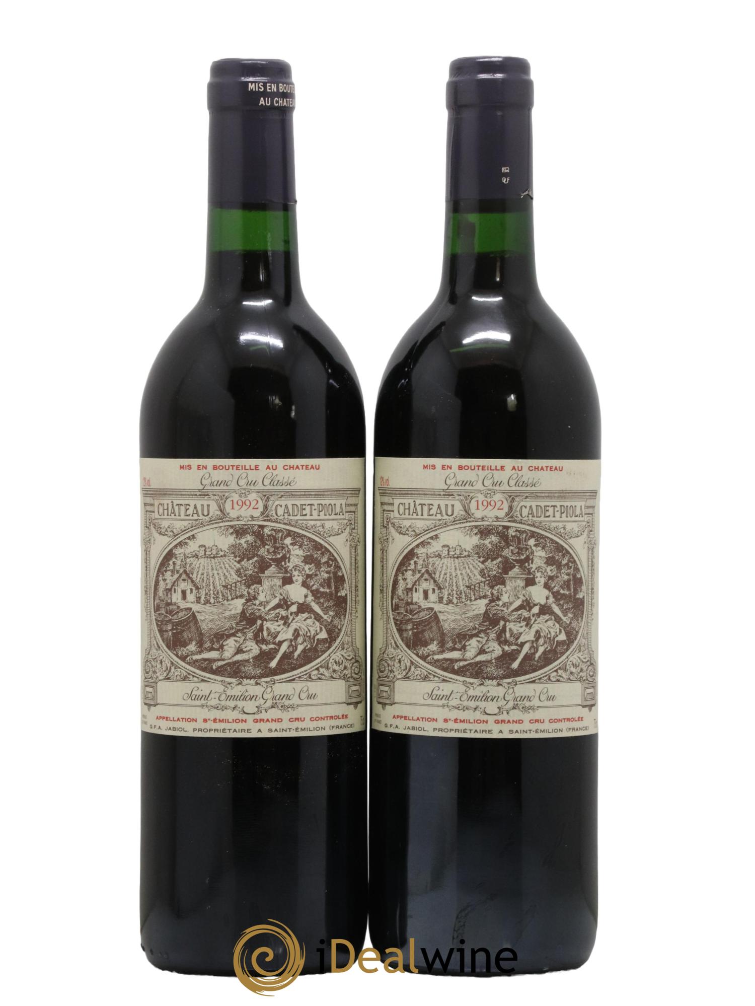 Château Cadet Piola Grand Cru Classé 1992 - Lot de 2 bouteilles - 0
