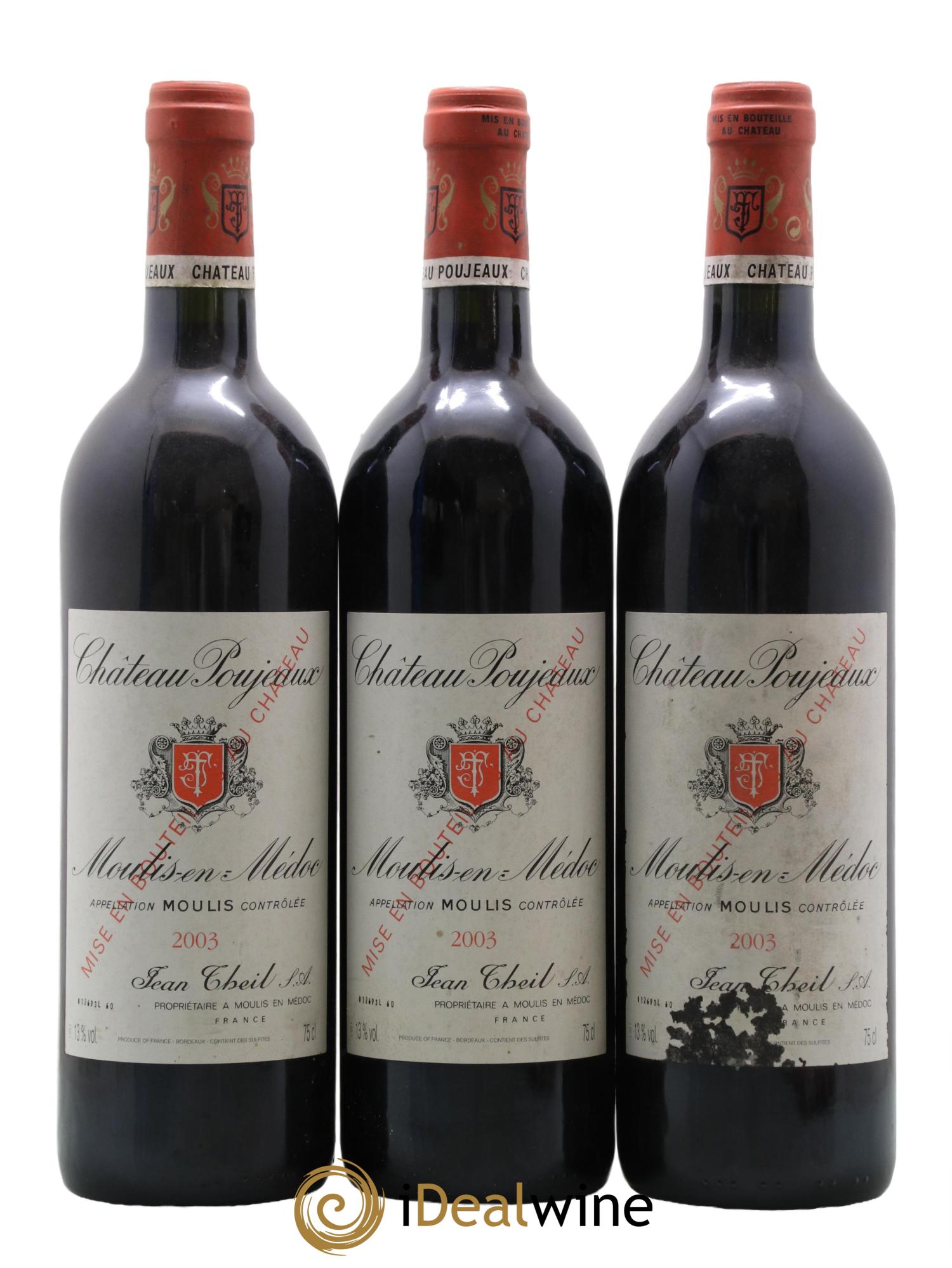 Château Poujeaux 2003 - Lot de 3 bouteilles - 0