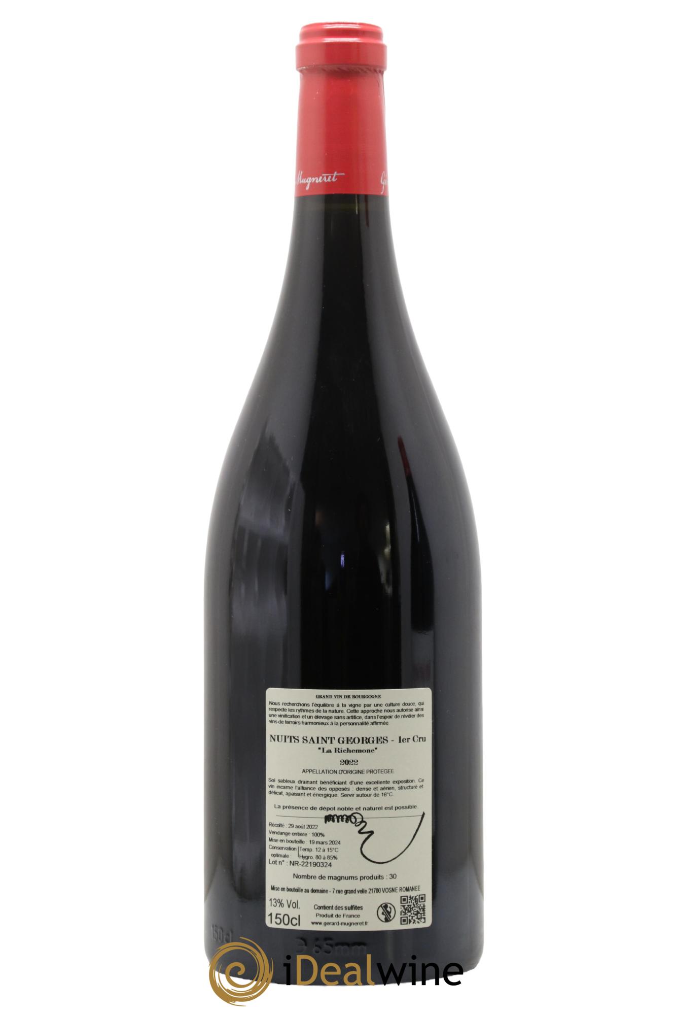 Nuits-Saint-Georges 1er Cru La Richemone Gérard Mugneret  2022 - Lot de 1 magnum - 1