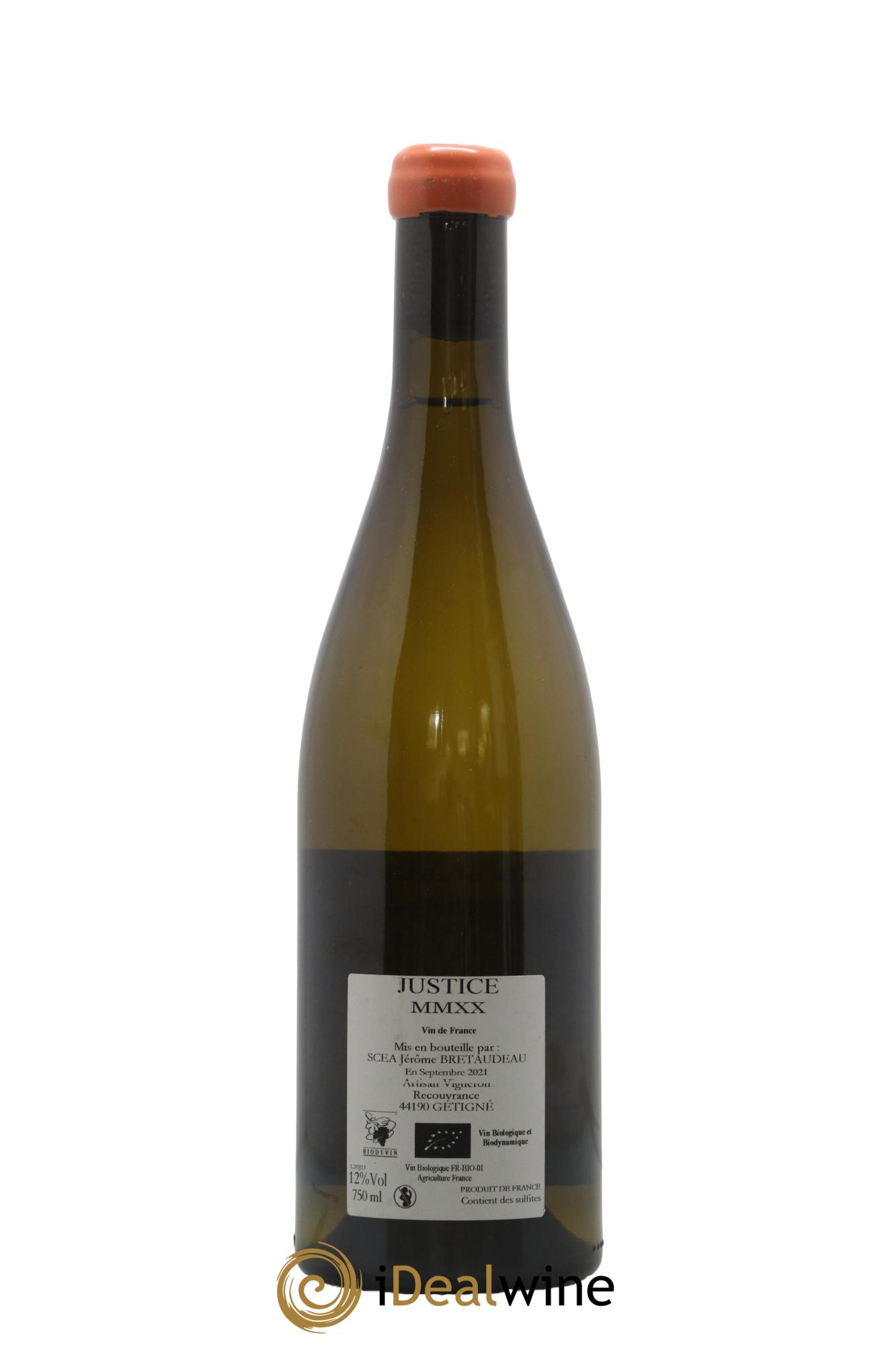 Vin de France La Justice Jérôme Bretaudeau - Domaine de Bellevue 2020 - Lot de 1 bouteille - 1