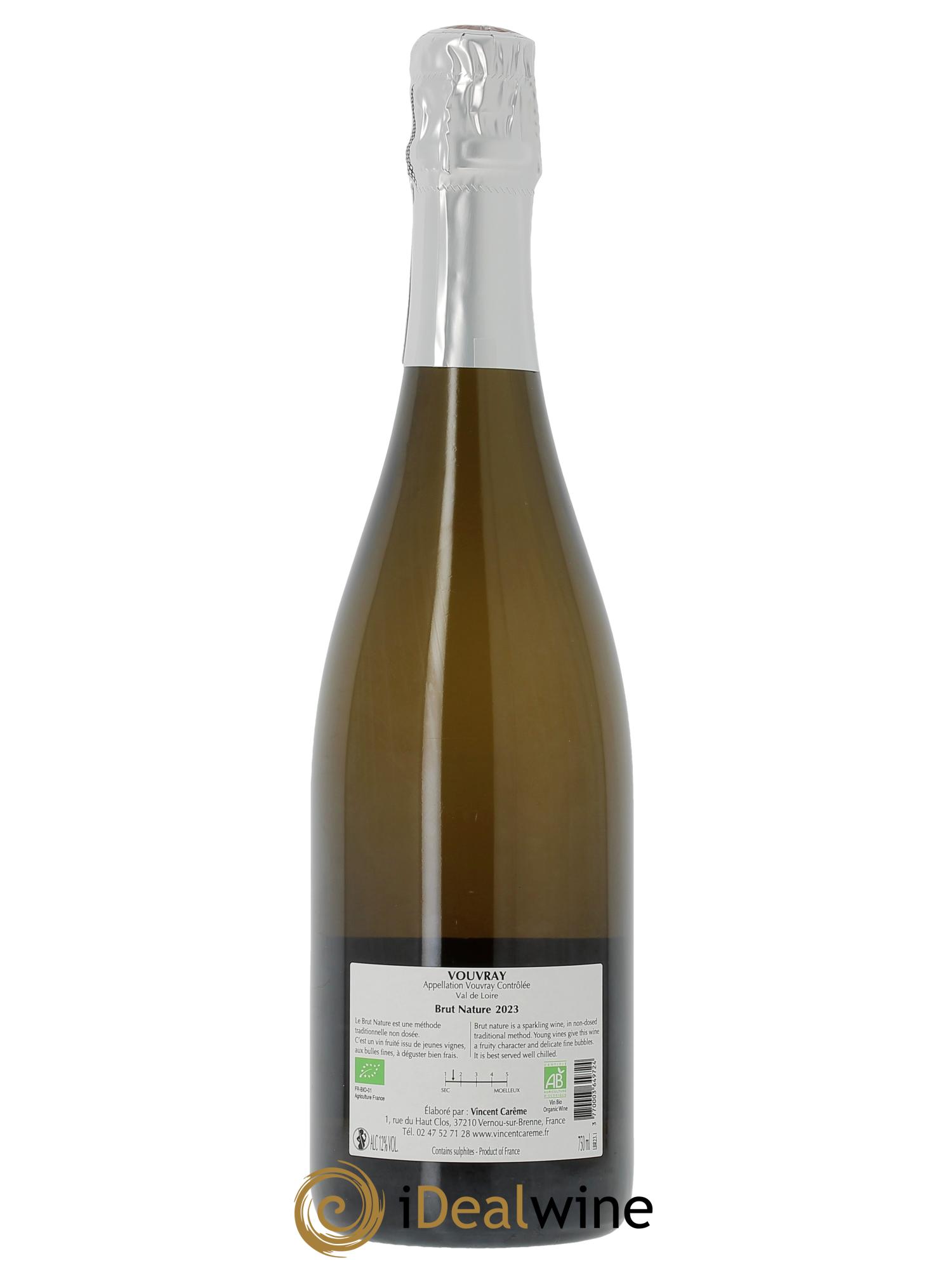 Vouvray Vouvray Brut Nature Domaine Vincent Carême  2023 - Lot de 1 bouteille - 1