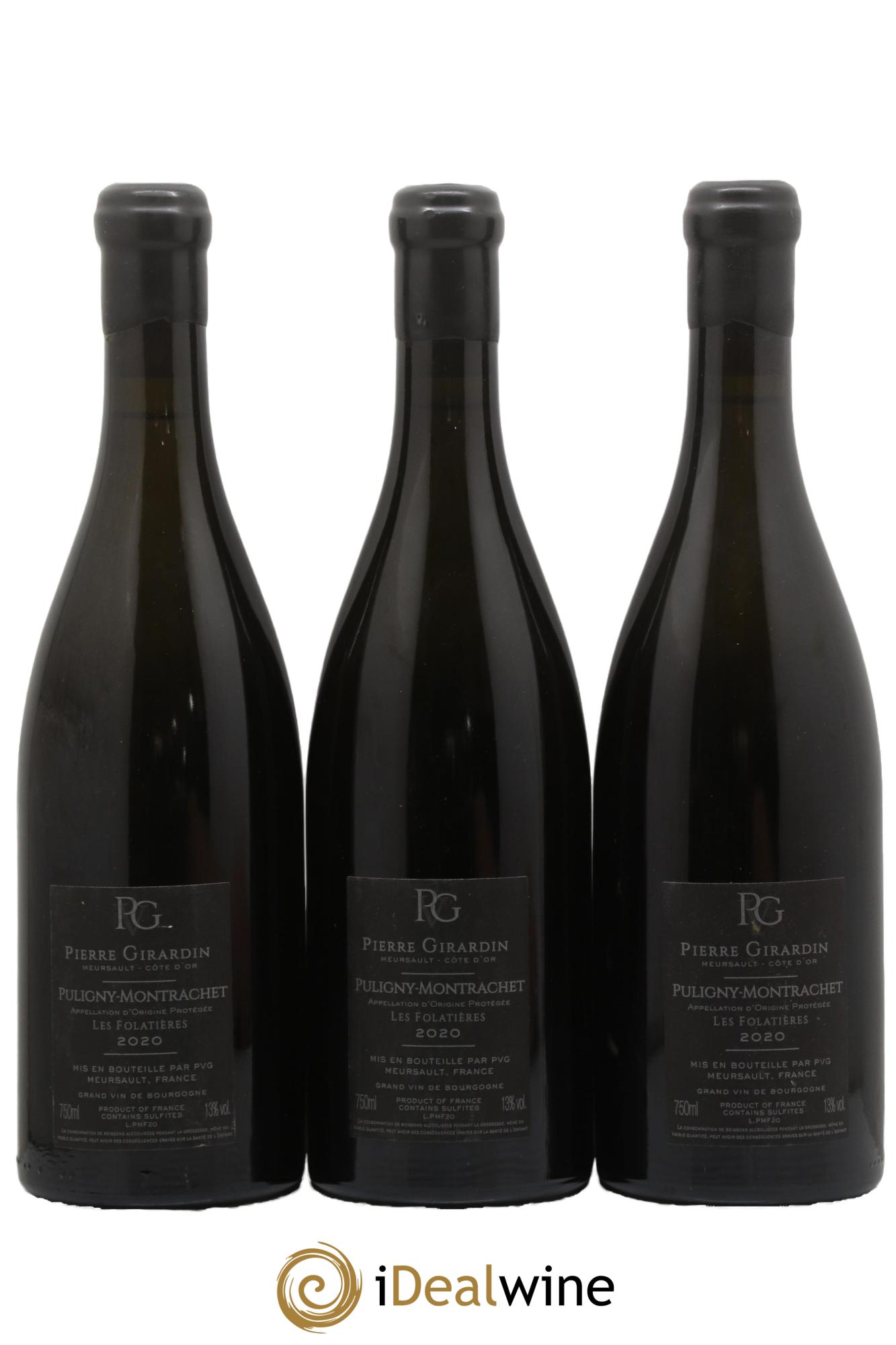 Puligny-Montrachet Les Folatières Pierre Girardin 2020 - Lot of 3 bottles - 1