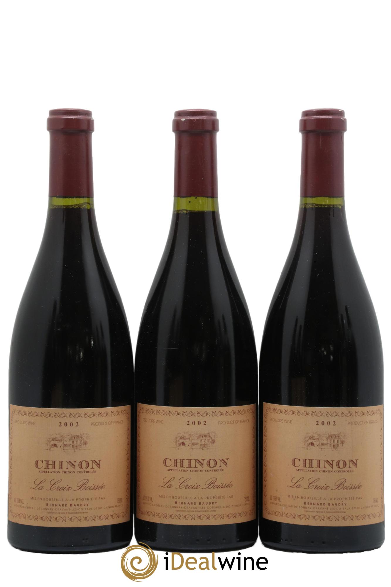 Chinon La Croix Boissée Bernard Baudry 2002 - Lot de 3 bouteilles - 0