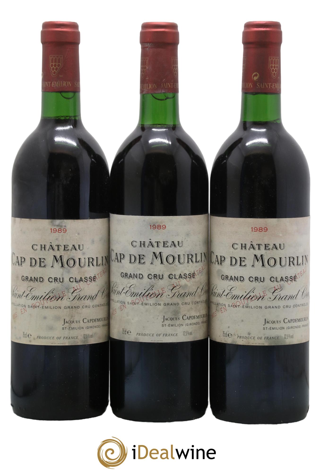Château Cap de Mourlin Grand Cru Classé 1989 - Lot de 3 bouteilles - 0