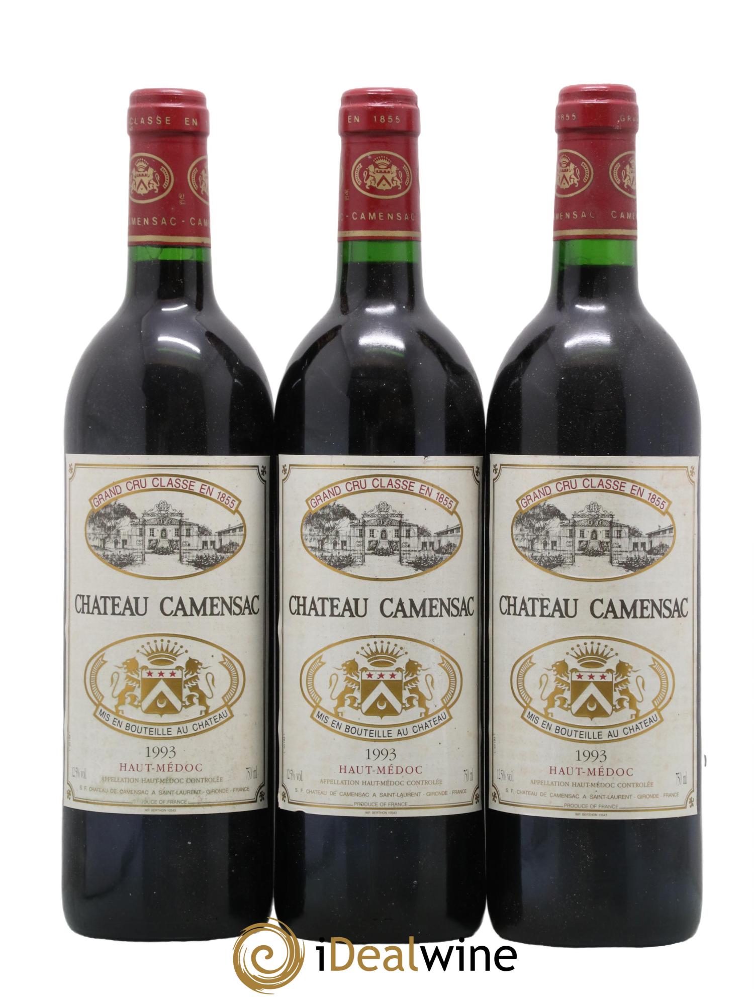 Château Camensac 5ème Grand Cru Classé 1993 - Lot de 3 bouteilles - 0